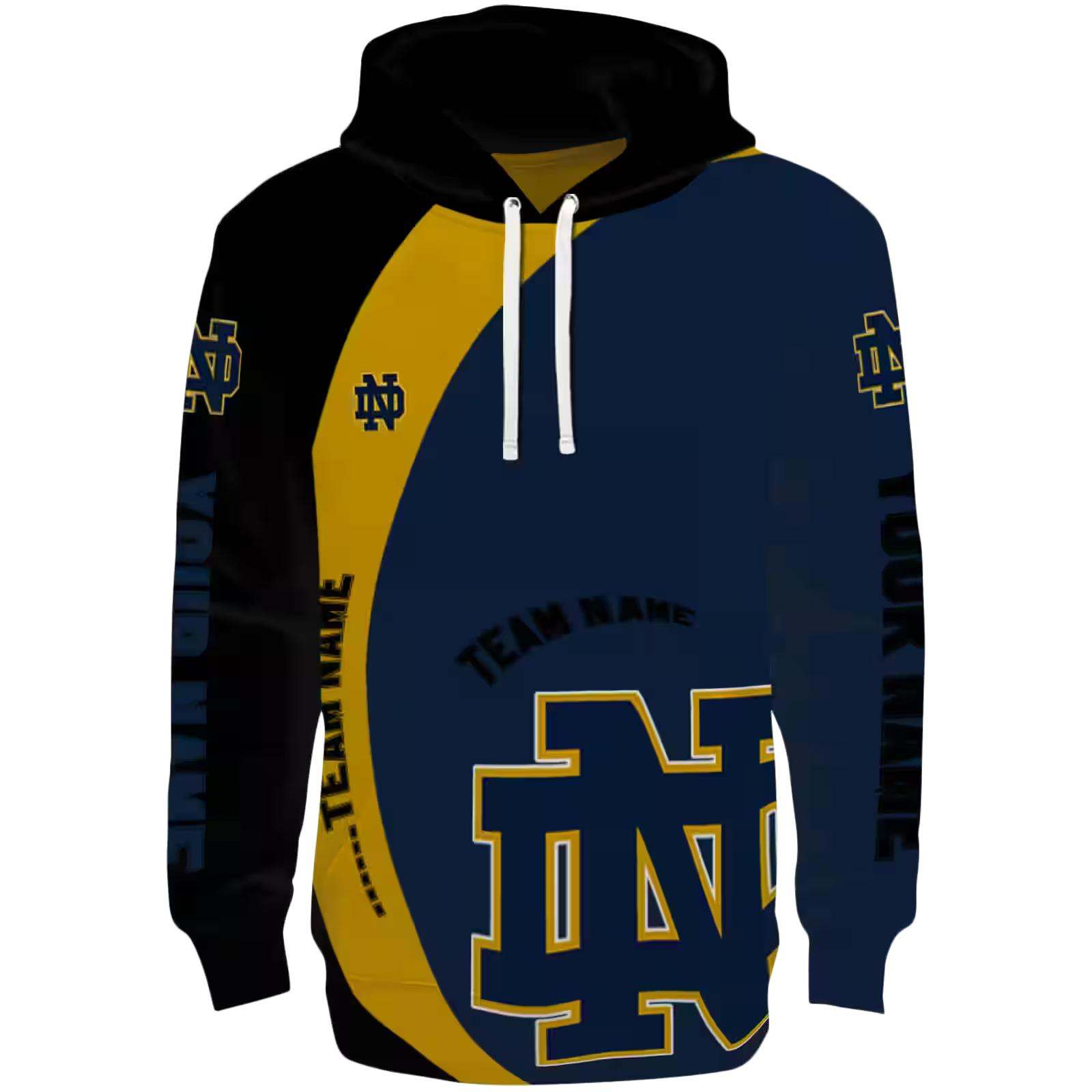 Custom Notre Dame Fighting Irish Minimalist Design Navy Black Hoodie