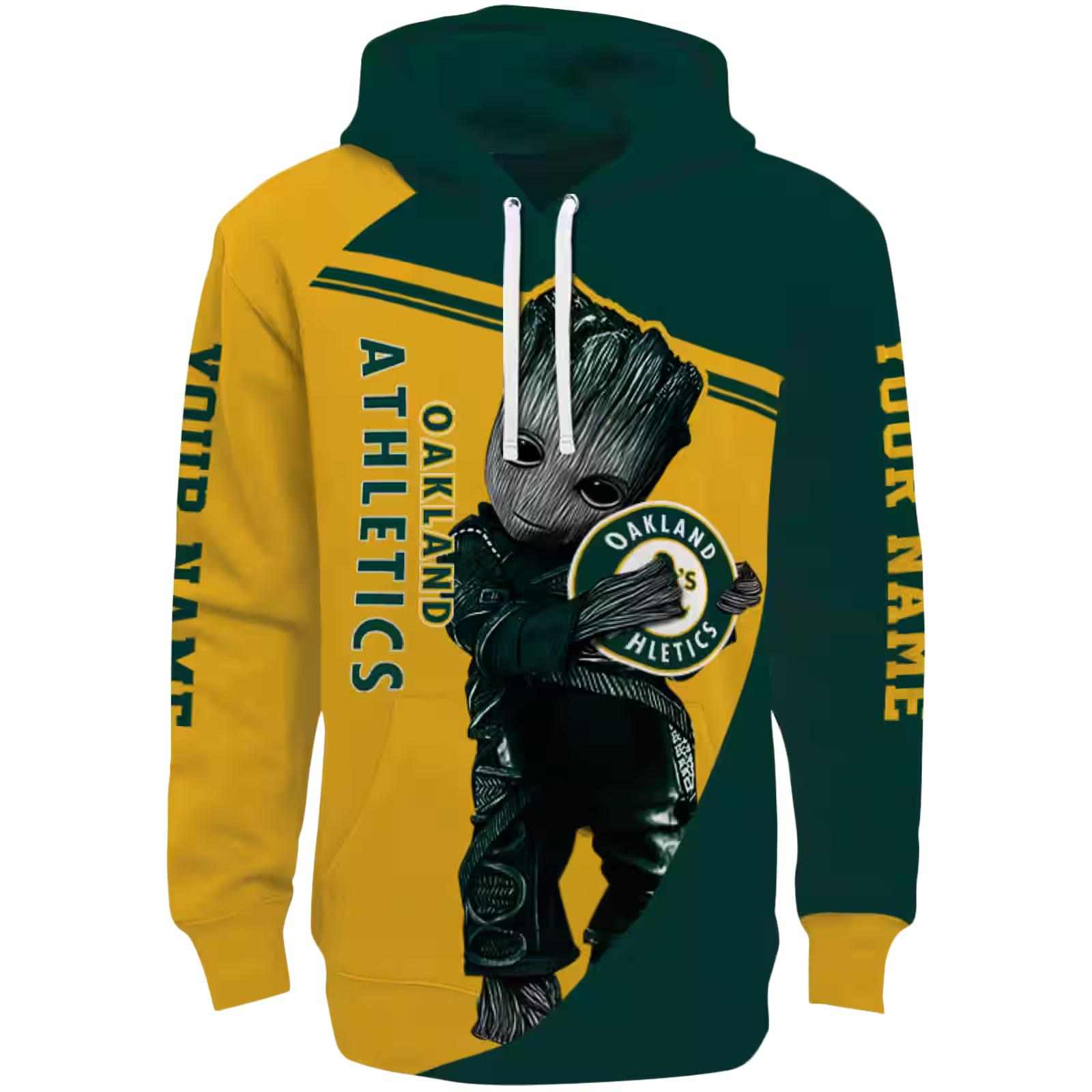 Custom Oakland Athletics Groot Green Hoodie