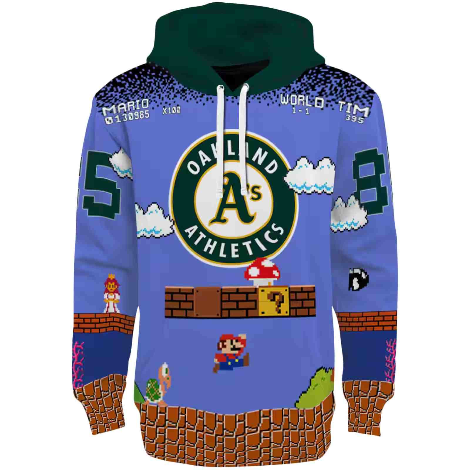 Custom Oakland Athletics Mario Blue Black Hoodie