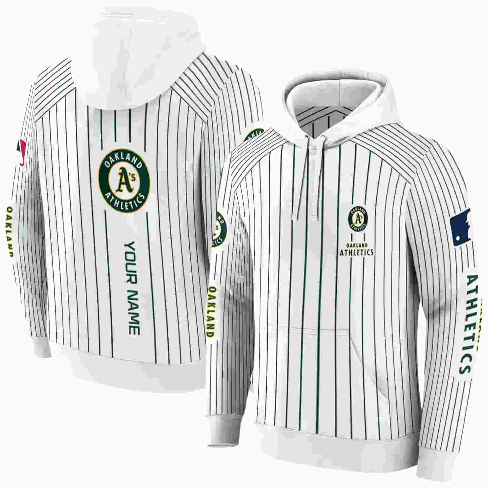 custom oakland athletics pinstripe pattern green white hoodie fashion forward