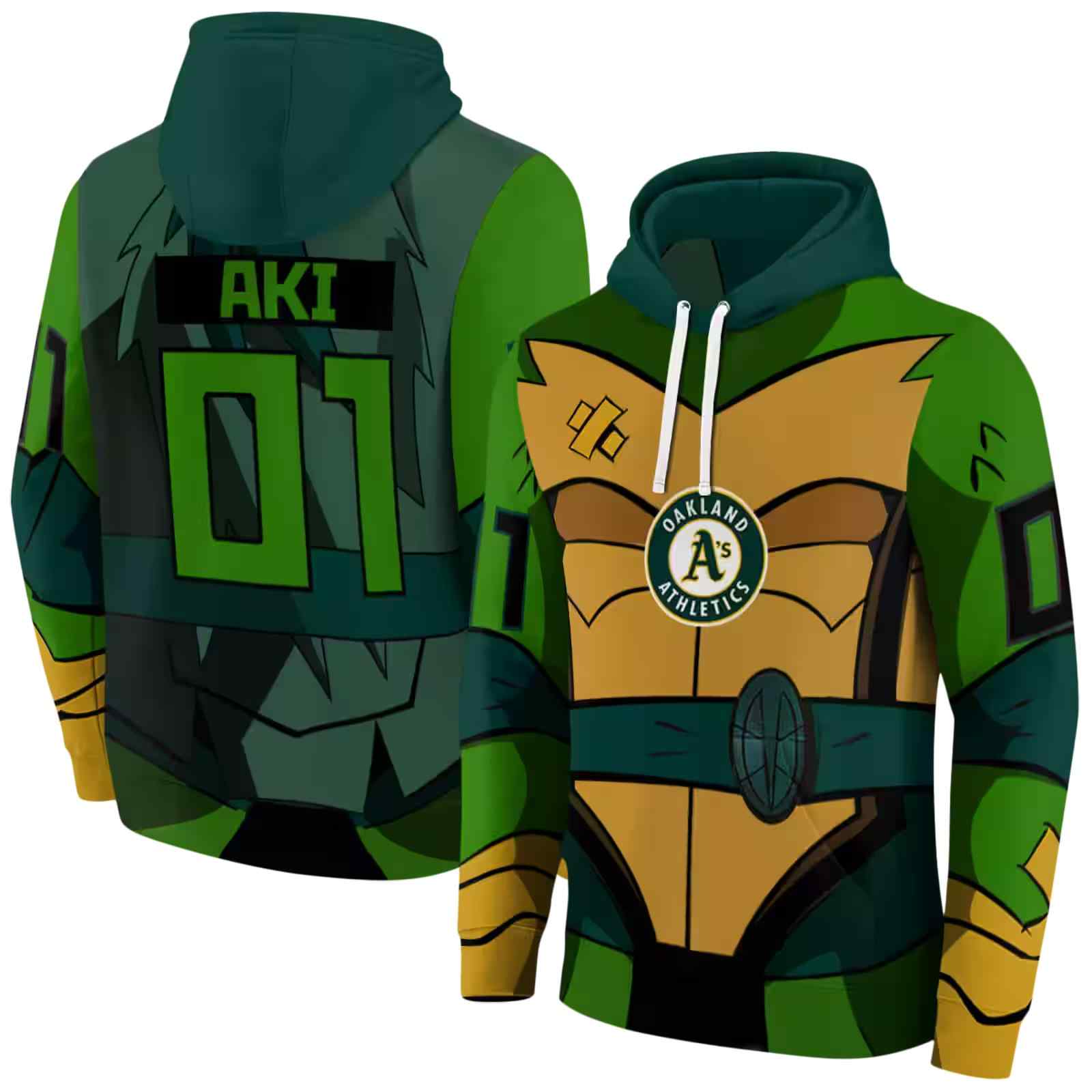 custom oakland athletics superhero armor green hoodie fashion forward