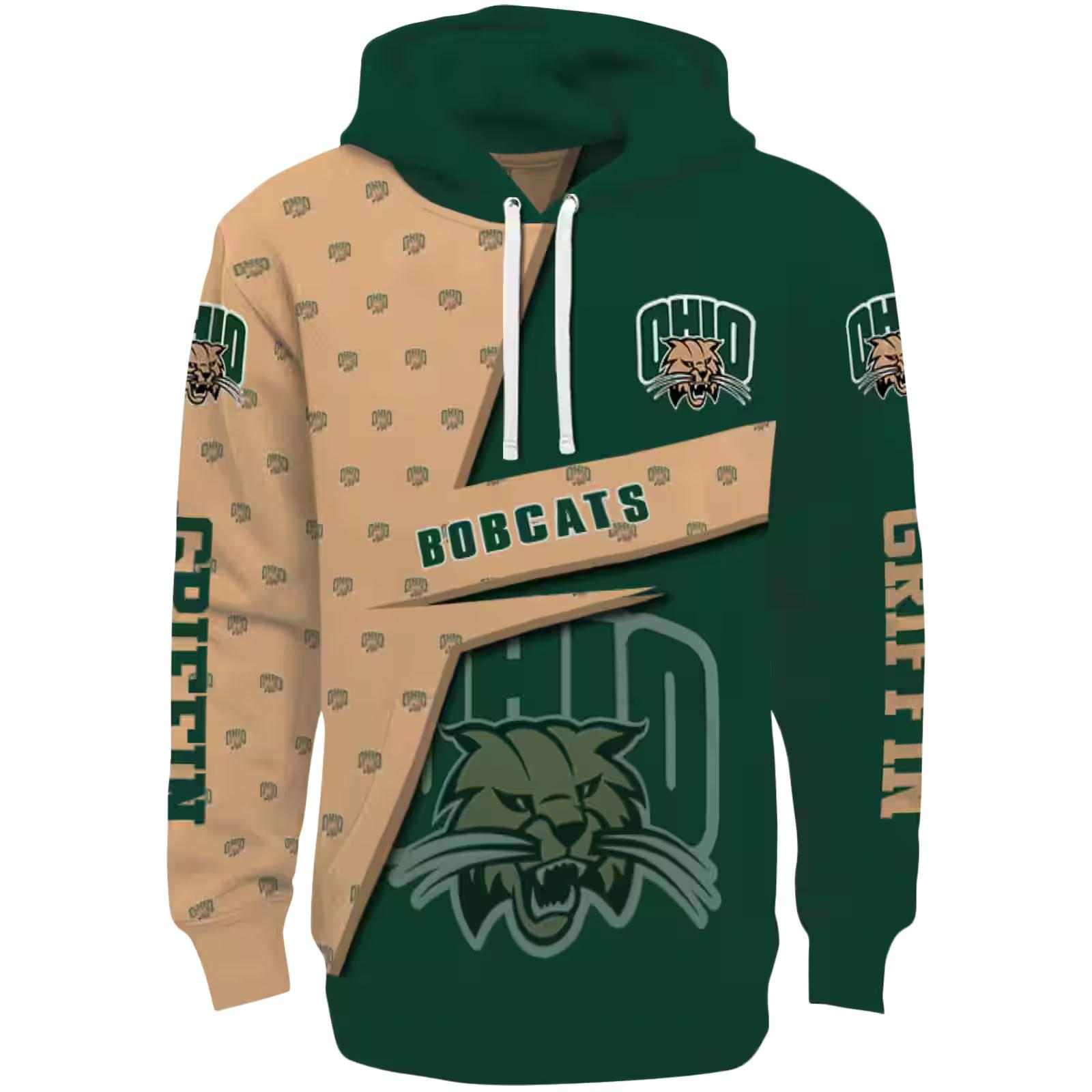 Custom Ohio Bobcats Abstract Shape Green Hoodie