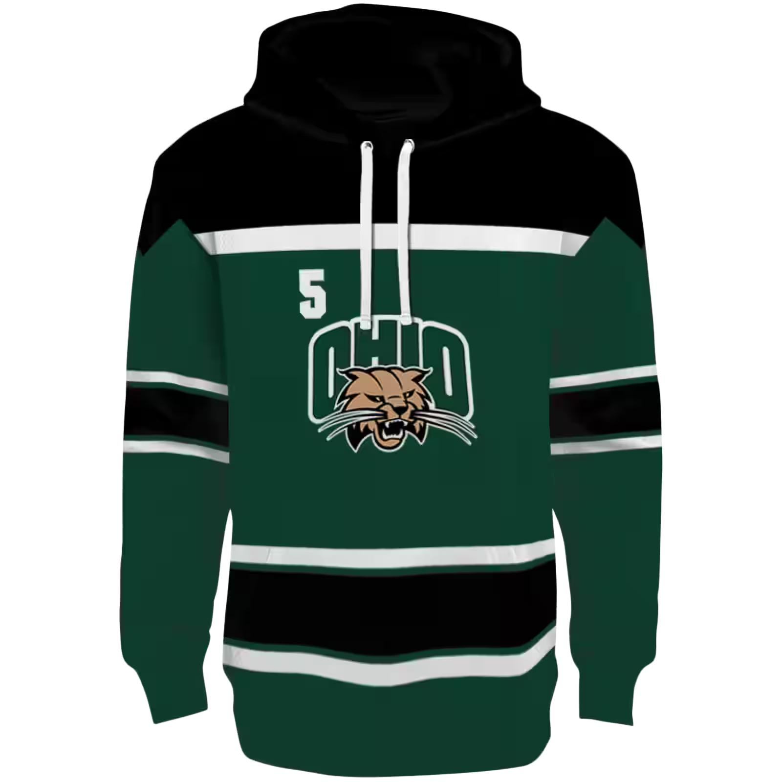 Custom Ohio Bobcats Striped Pattern Green Hoodie