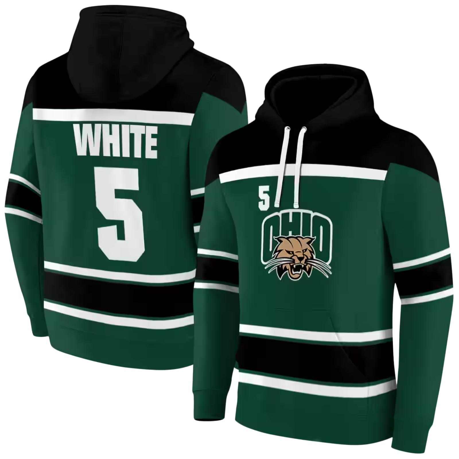 custom ohio bobcats striped pattern green hoodie fashion forward