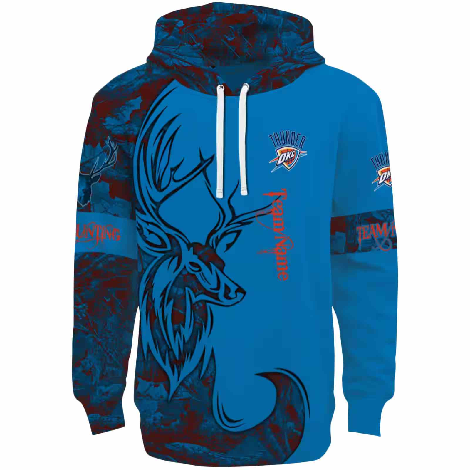 Custom Oklahoma City Thunder Deer Silhouette Blue Hoodie