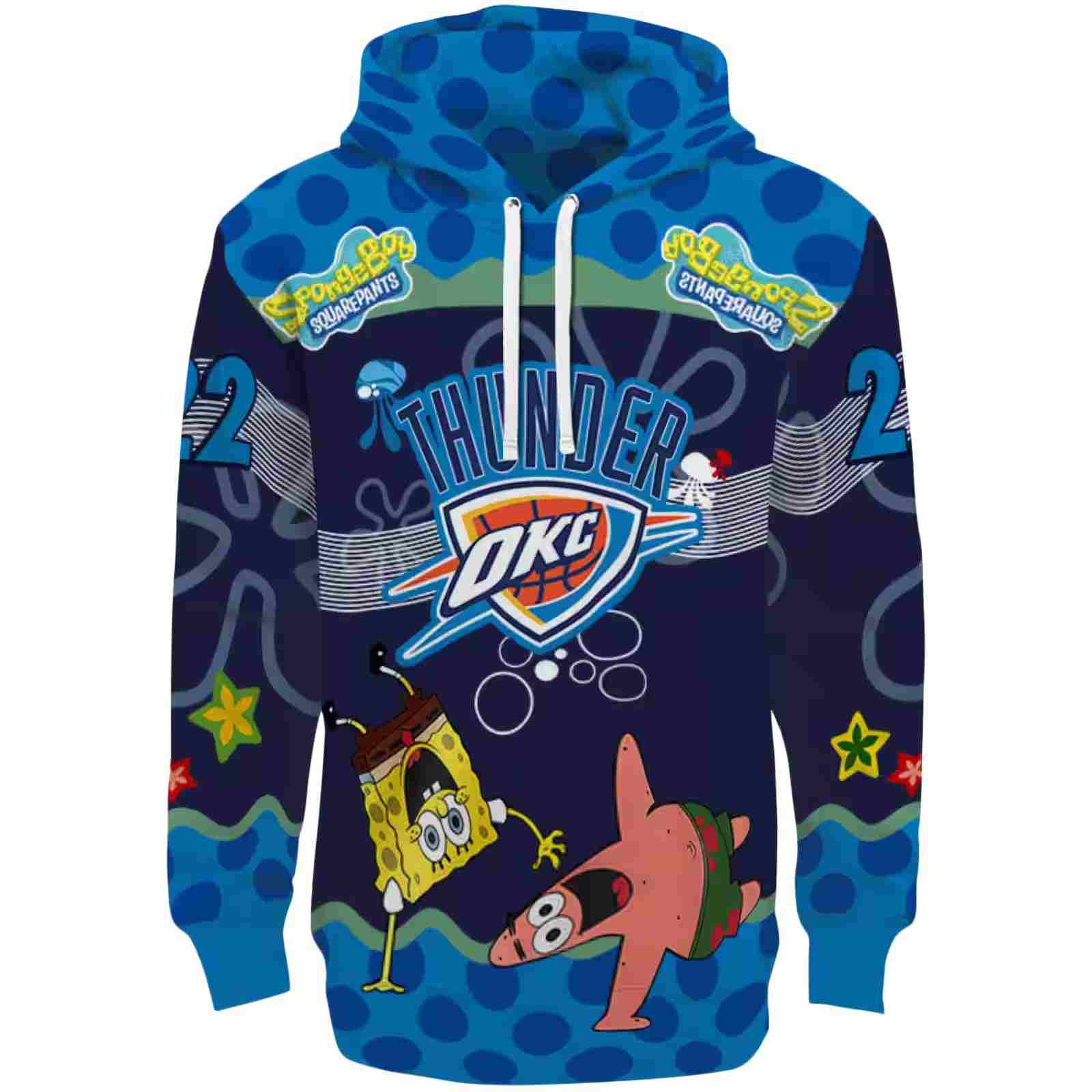 Custom Oklahoma City Thunder Spongebob Patrick Star Blue Navy Hoodie