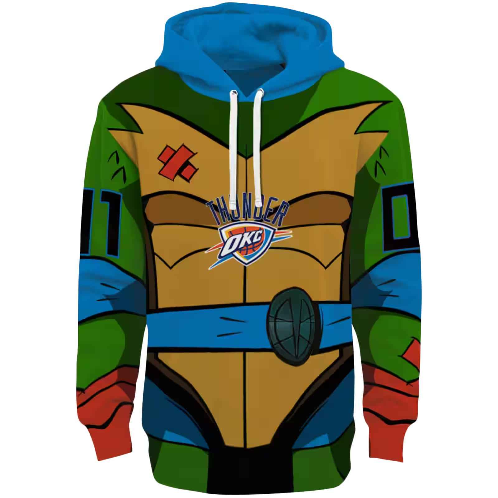 Custom Oklahoma City Thunder Superhero Armor Blue Green Hoodie