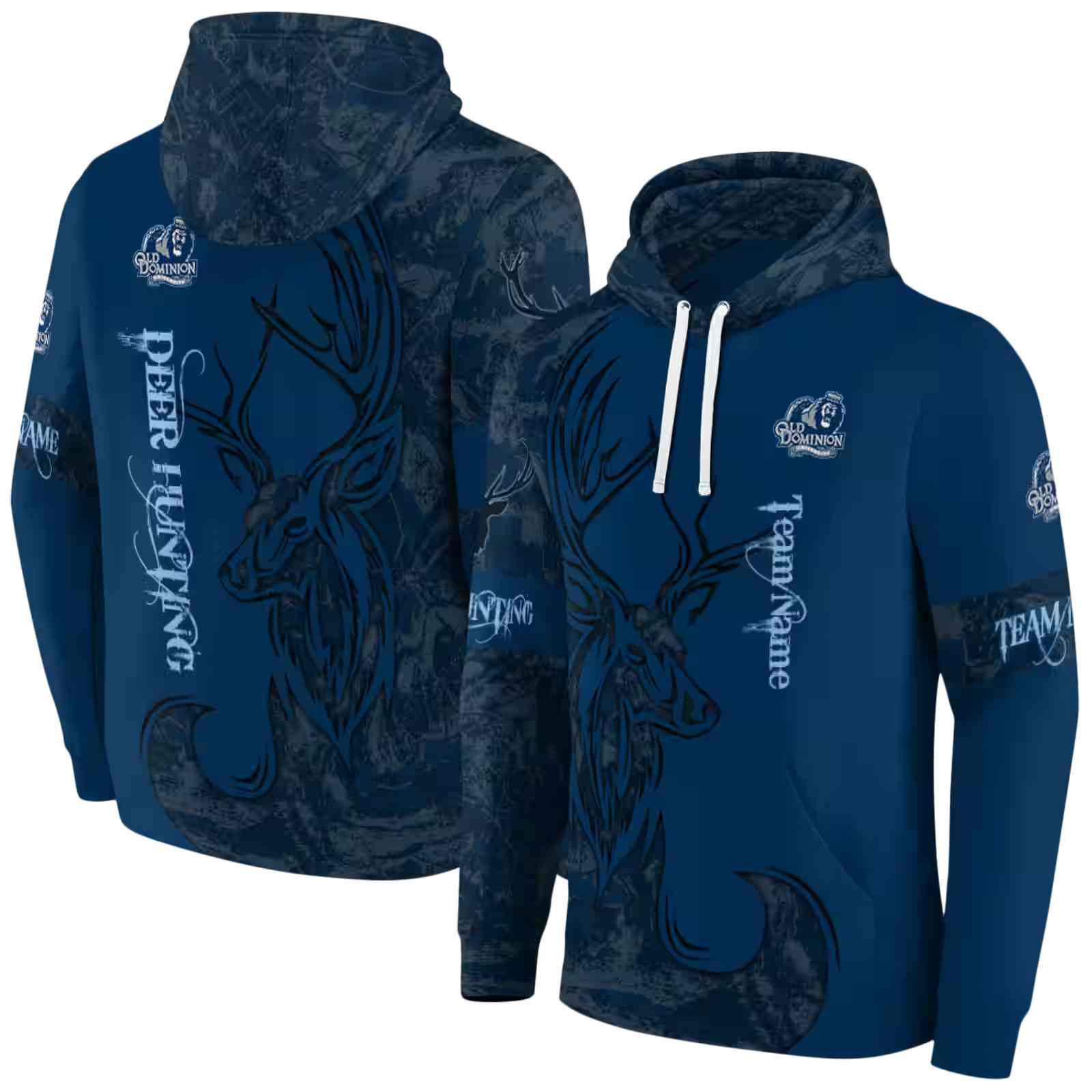 custom old dominion monarchs deer silhouette blue hoodie fashion forward