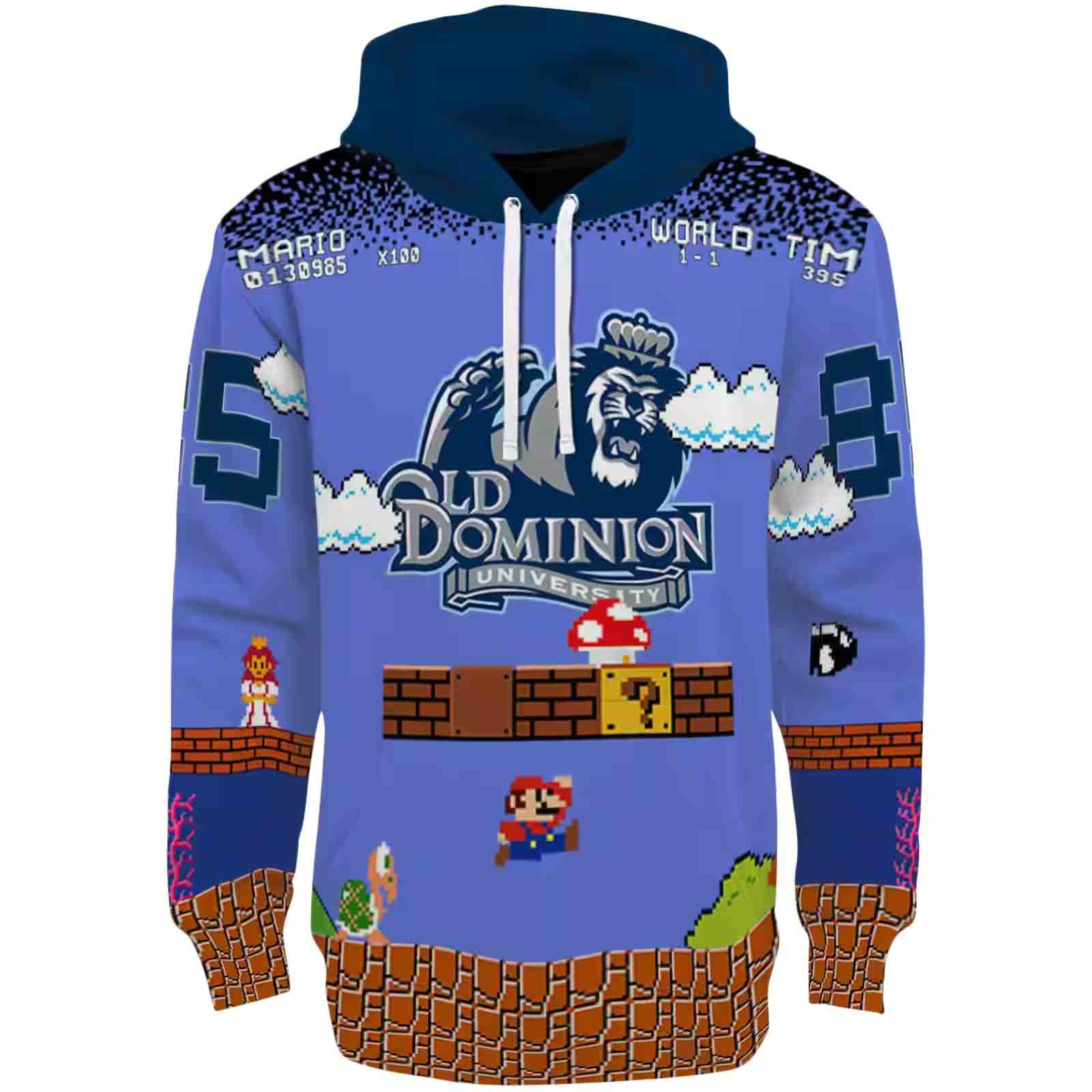 Custom Old Dominion Monarchs Mario Blue Black Hoodie