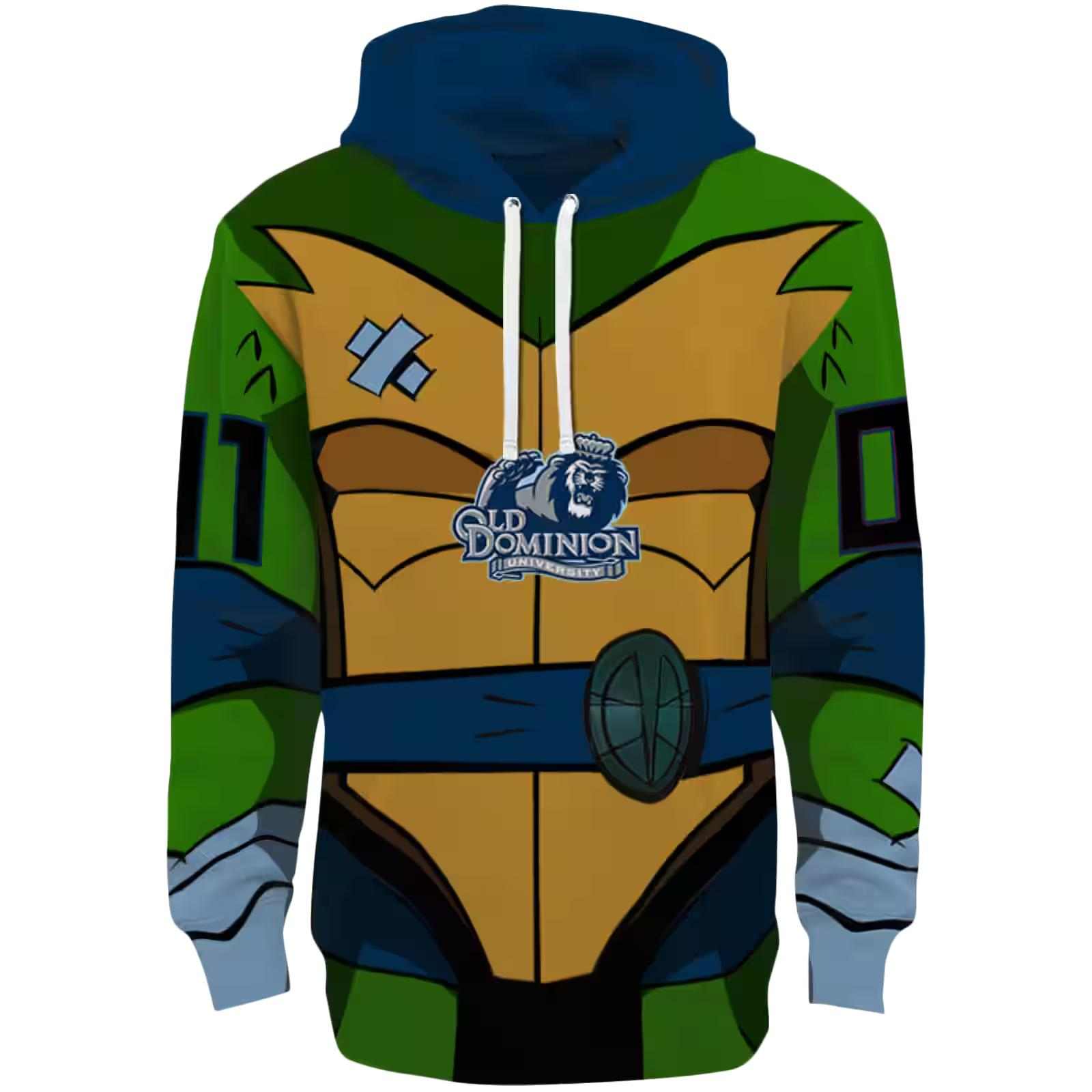 Custom Old Dominion Monarchs Superhero Armor Blue Green Hoodie