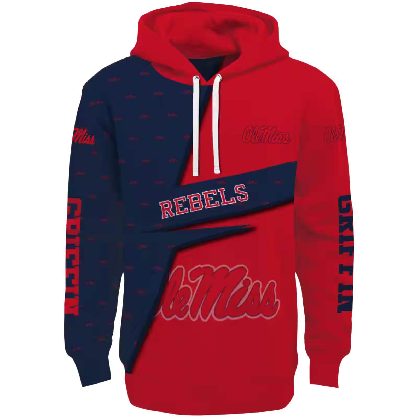 Custom Ole Miss Rebels Abstract Shape Red Hoodie