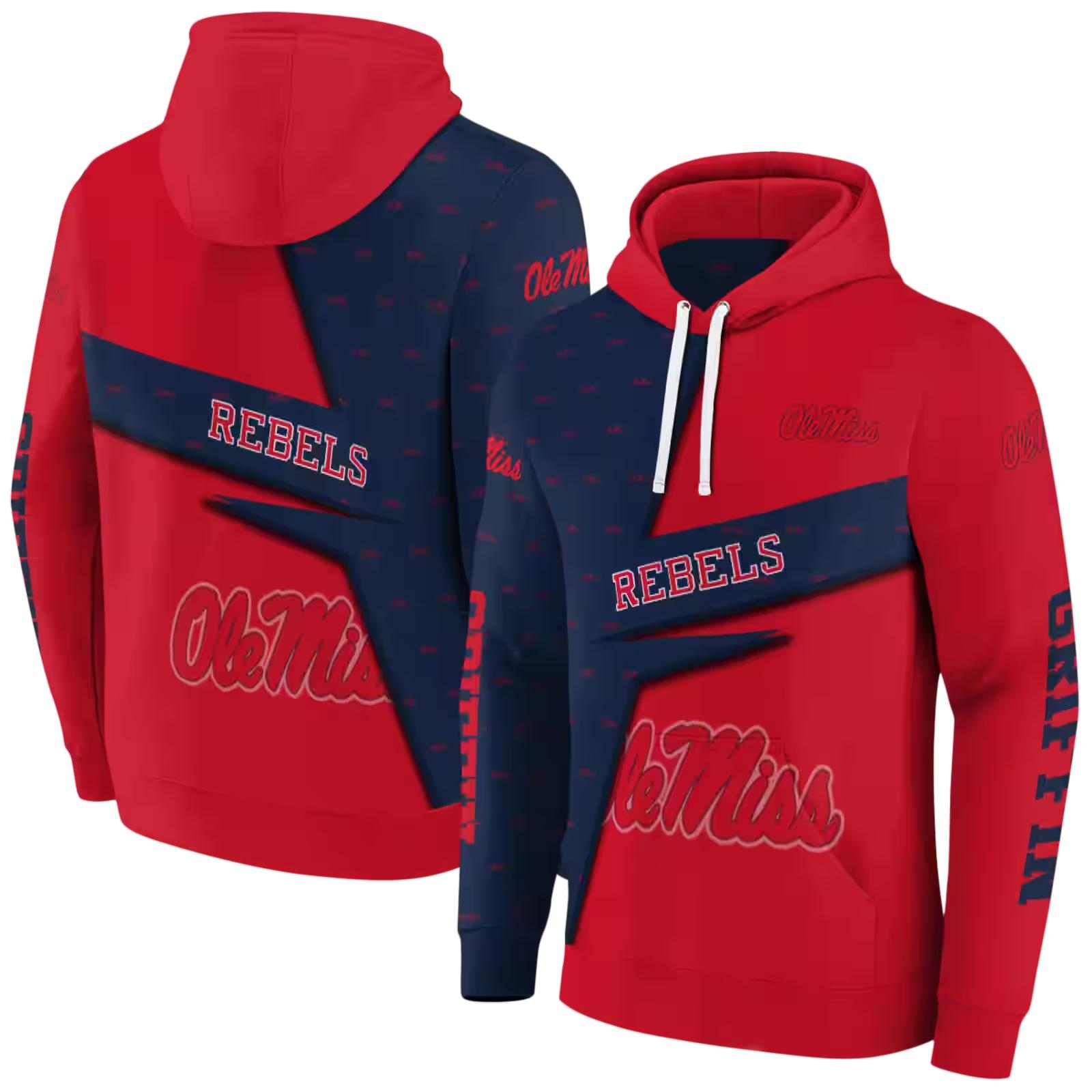 custom ole miss rebels abstract shape red hoodie fashion forward