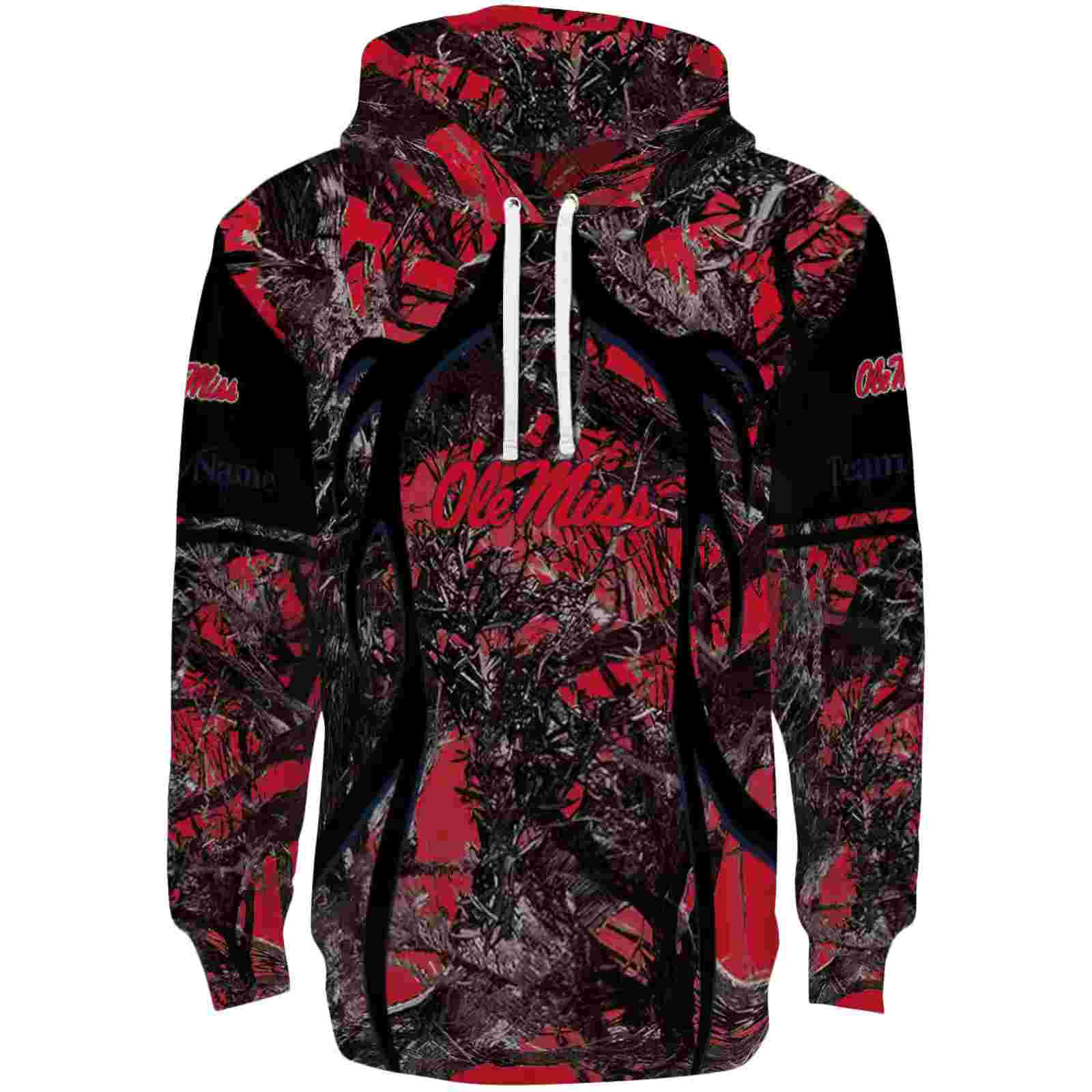 Custom Ole Miss Rebels Hunting Theme Red Black Hoodie