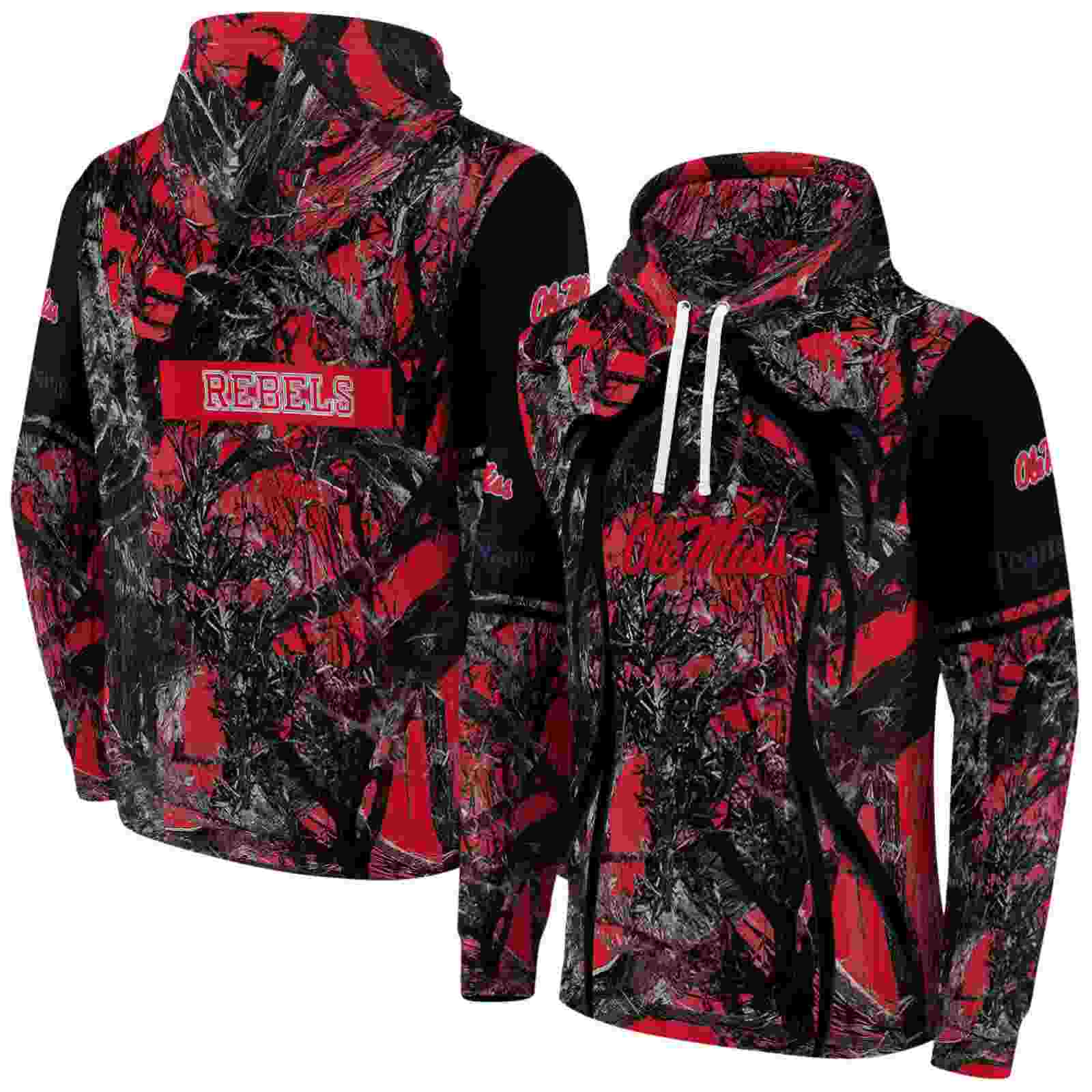 custom ole miss rebels hunting theme red black hoodie fashion forward