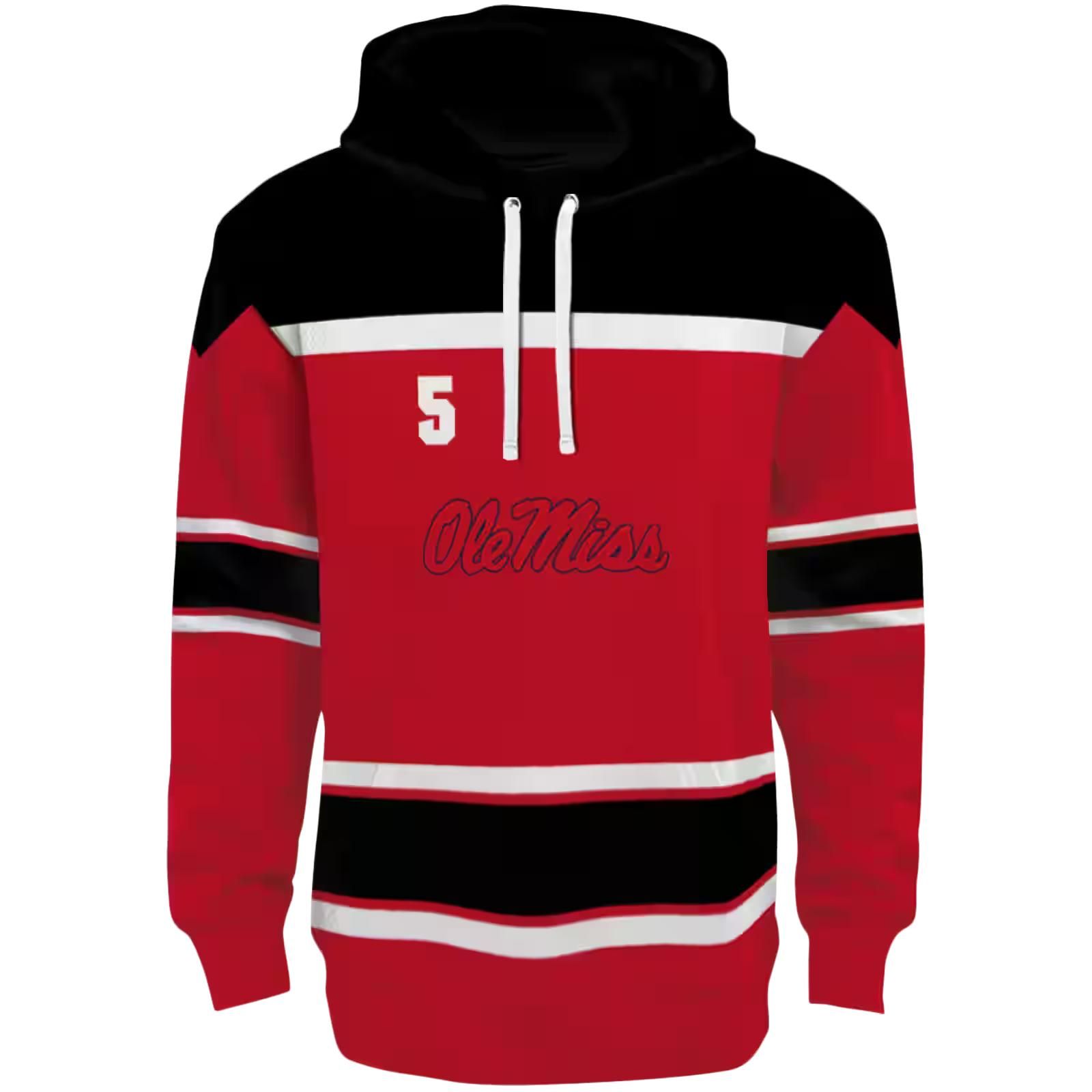 Custom Ole Miss Rebels Striped Pattern Red Hoodie