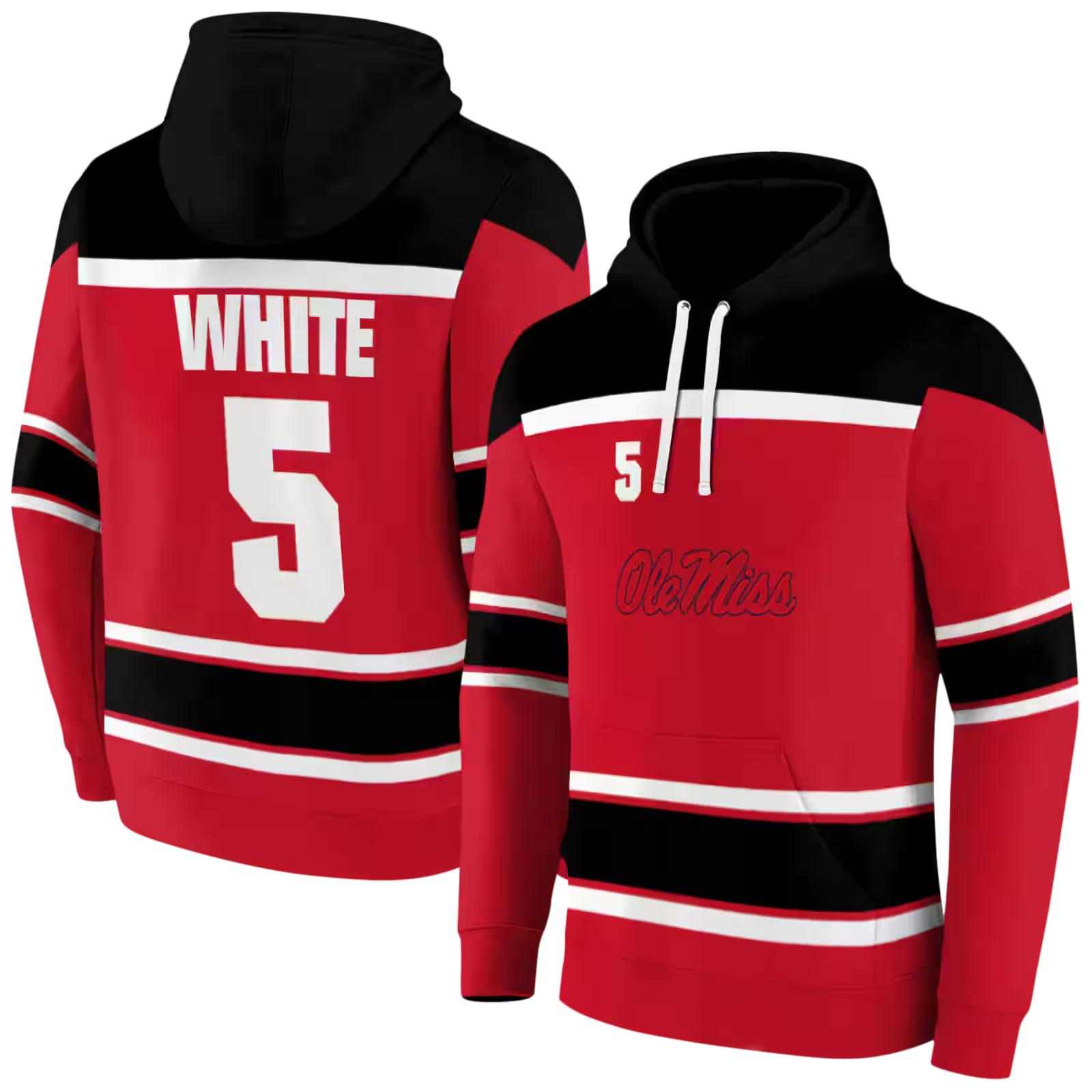 custom ole miss rebels striped pattern red hoodie fashion forward