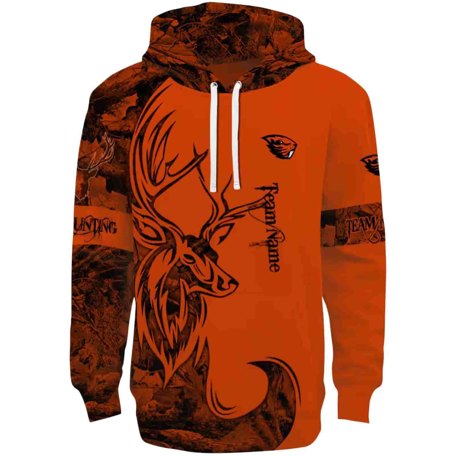 Custom Oregon State Beavers Deer Silhouette Orange Hoodie