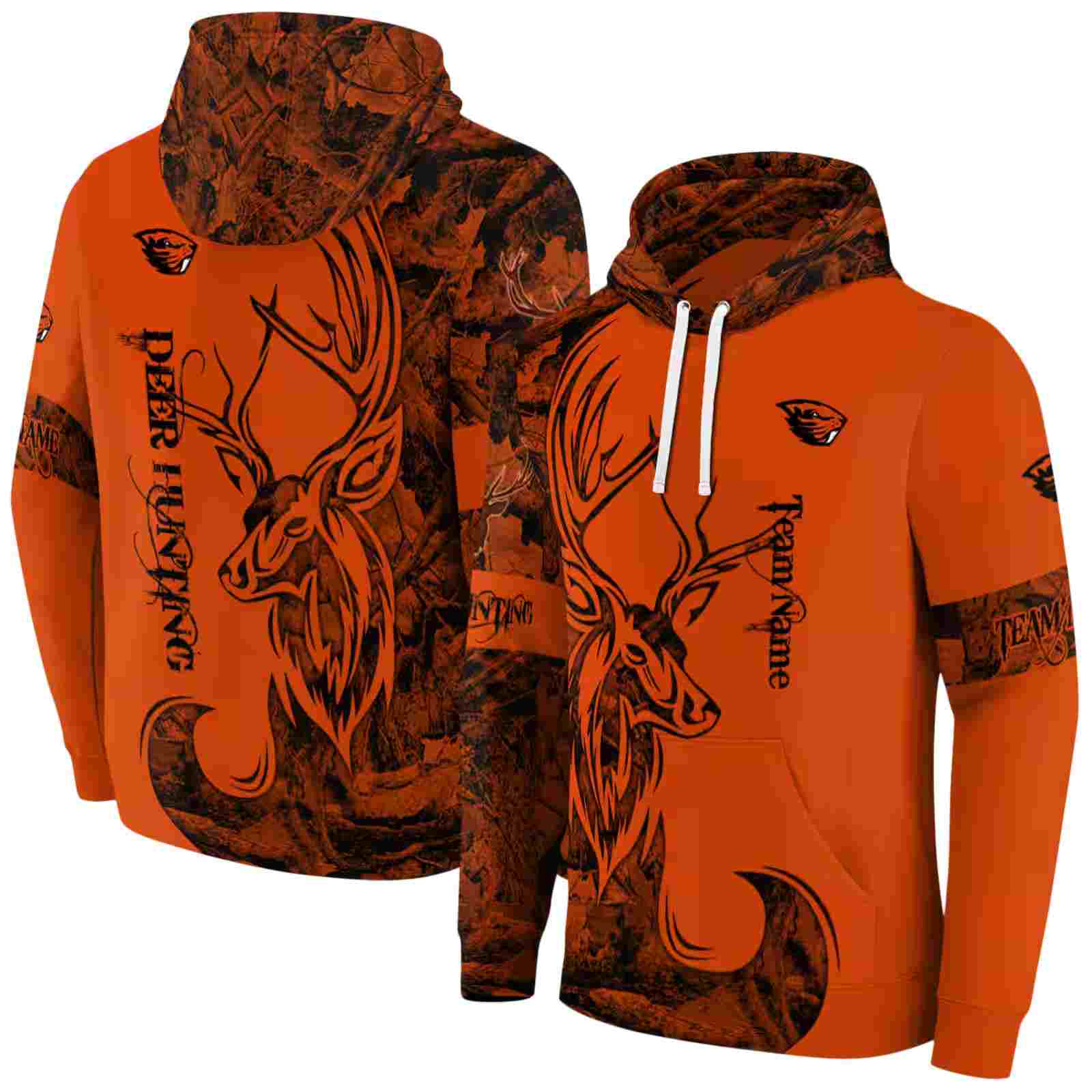 custom oregon state beavers deer silhouette orange hoodie fashion forward