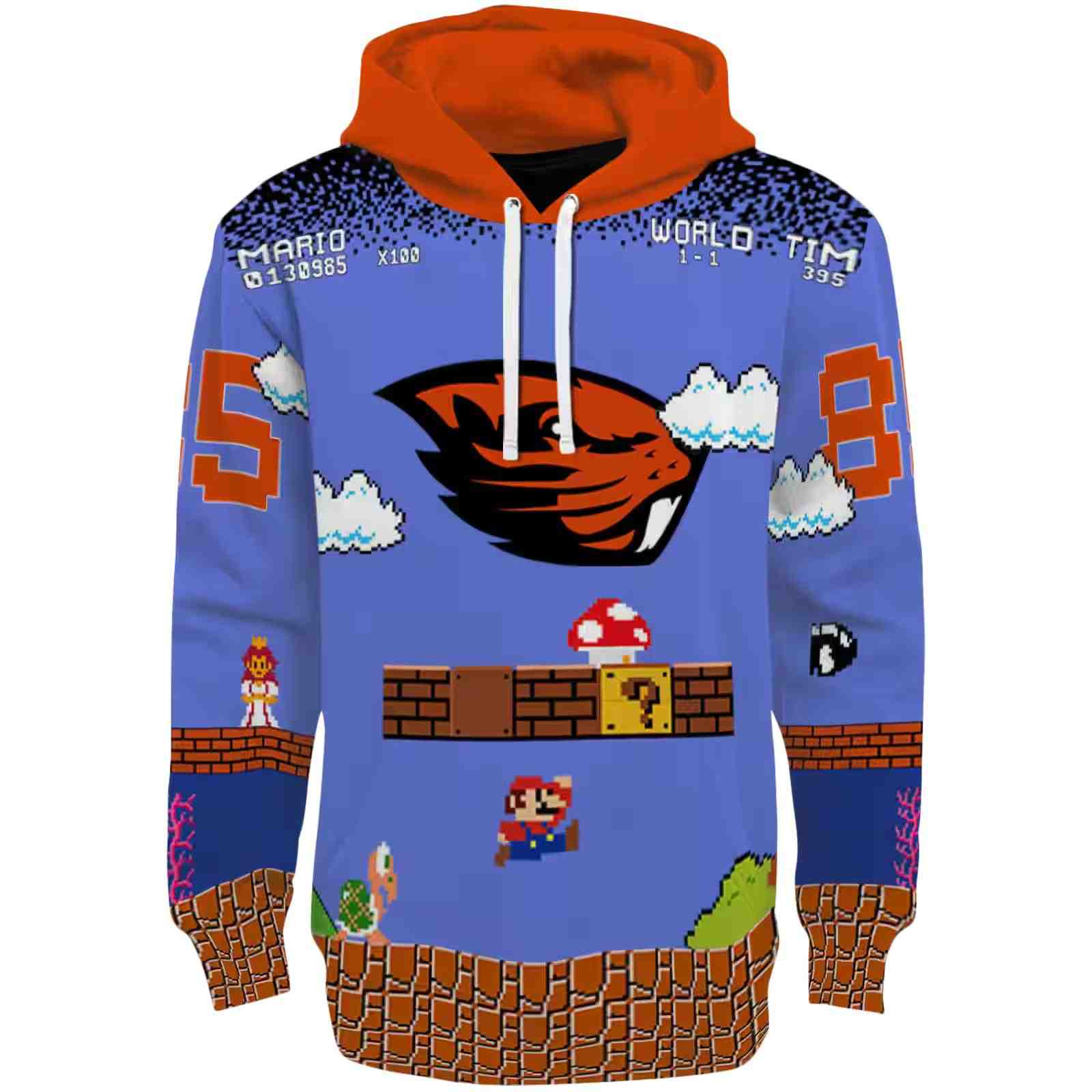 Custom Oregon State Beavers Mario Blue Black Hoodie