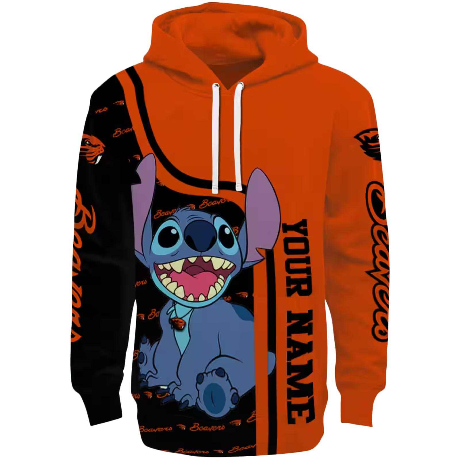 Custom Oregon State Beavers Stitch Orange Hoodie