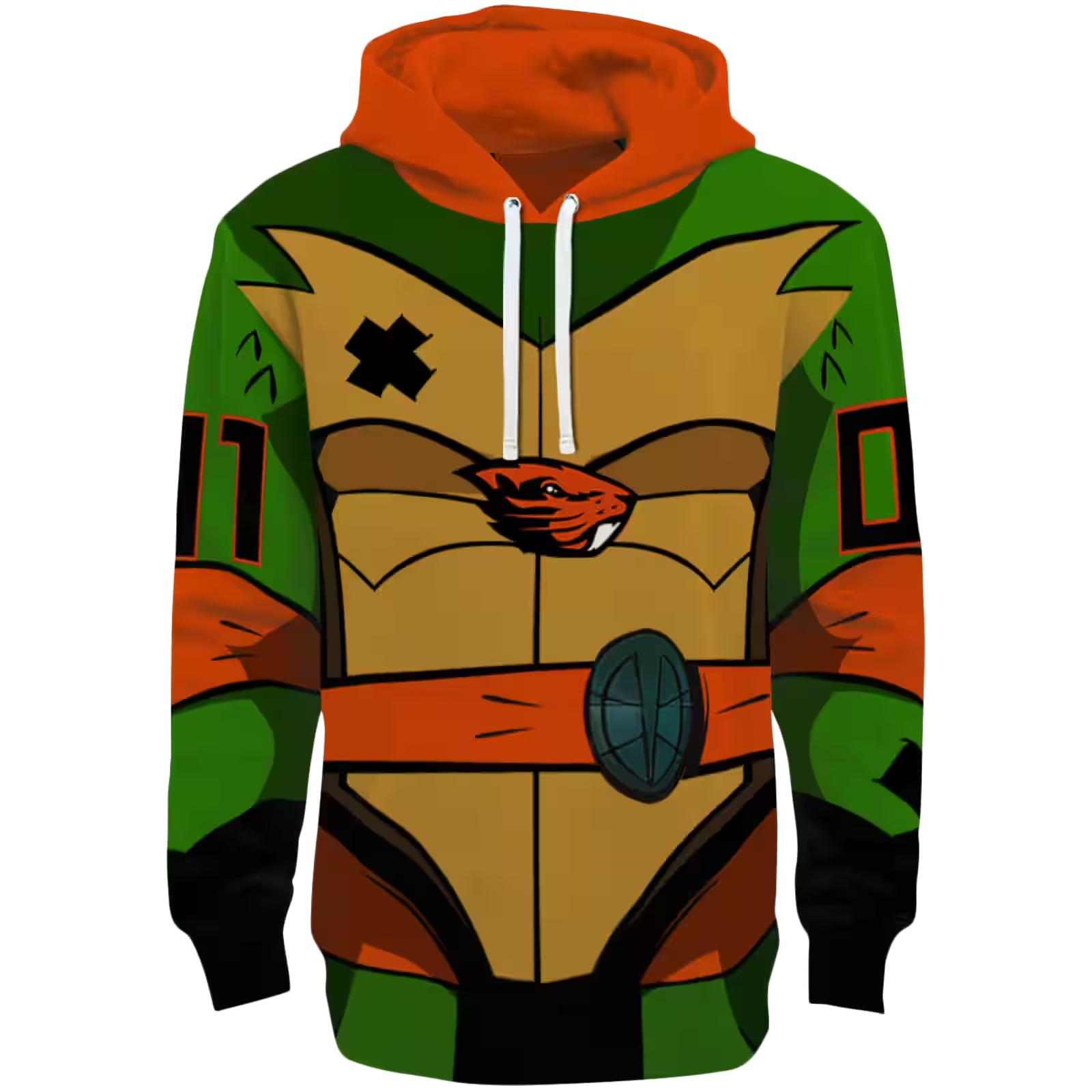 Custom Oregon State Beavers Superhero Armor Orange Green Hoodie