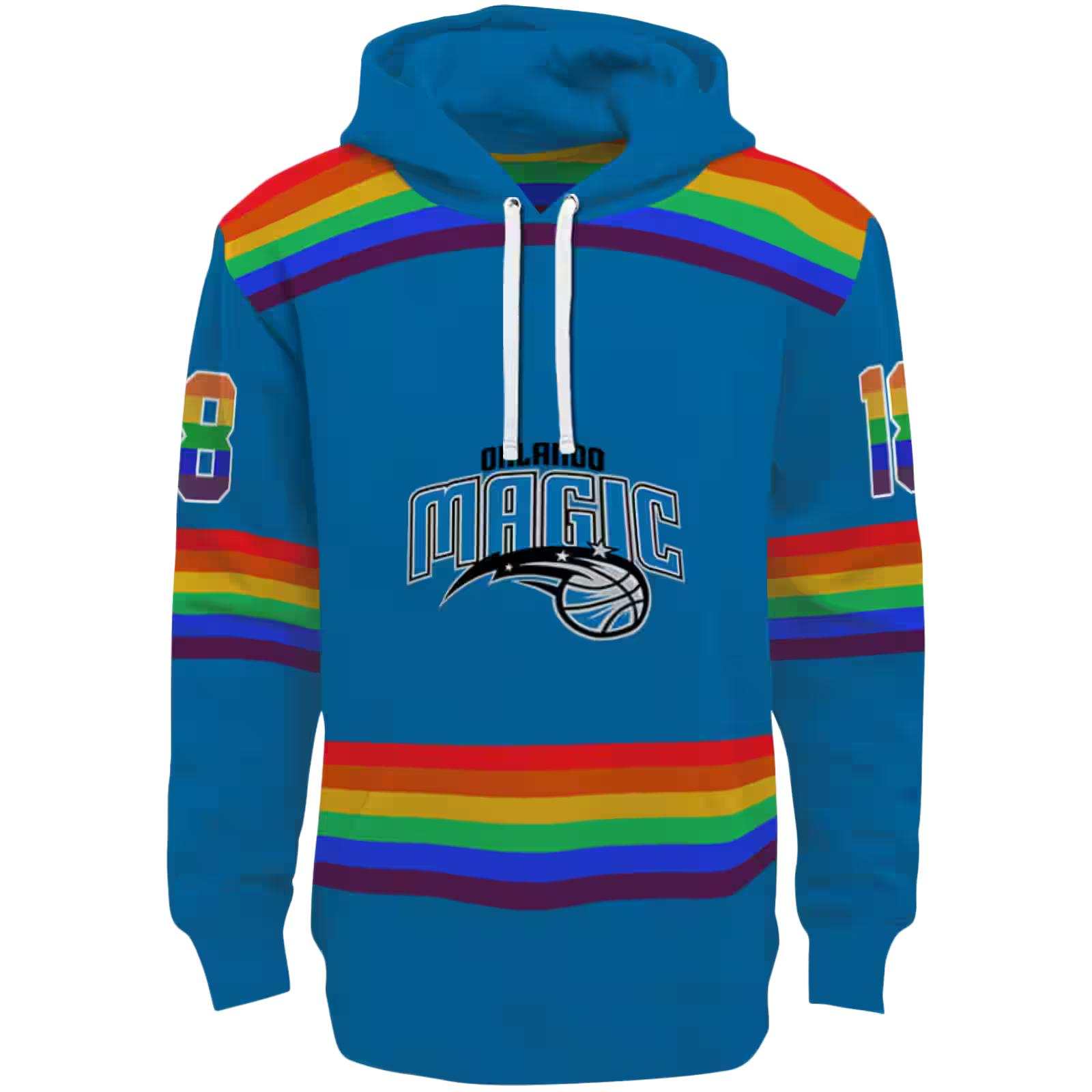 Custom Orlando Magic Rainbow Stripes Blue Hoodie