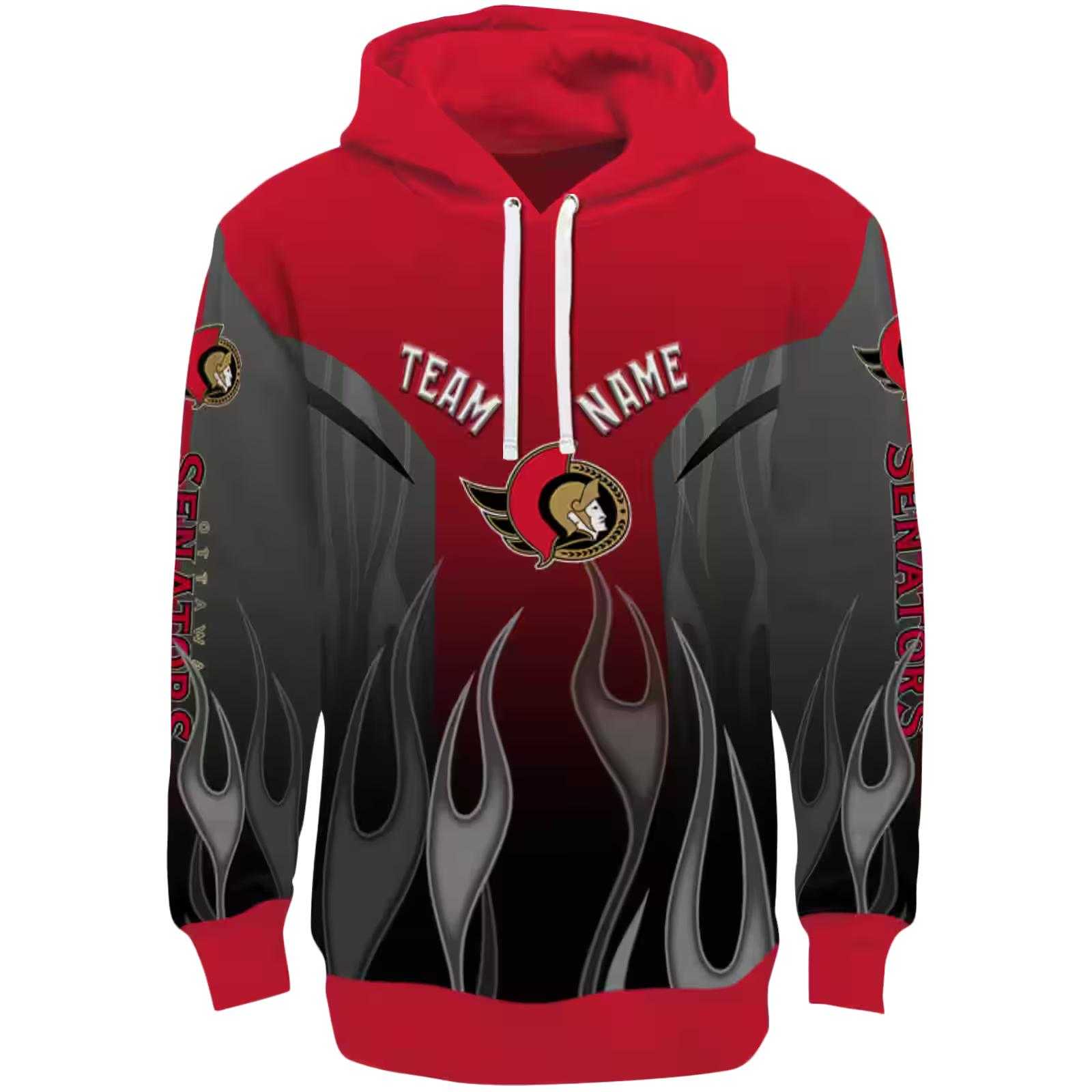 Custom Ottawa Senators Flame Design Red Hoodie