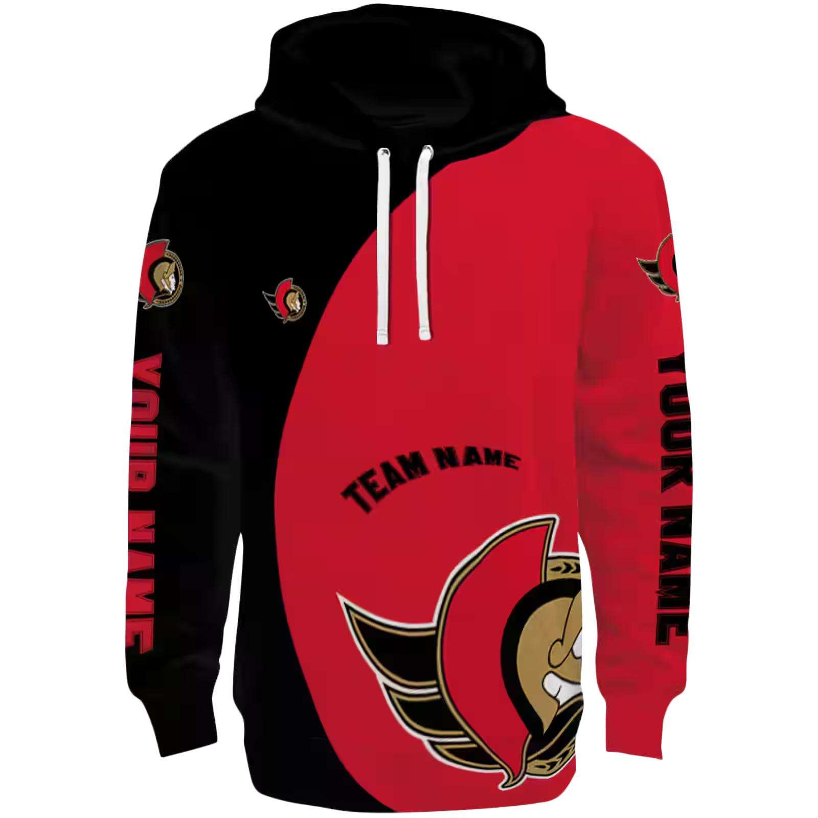 Custom Ottawa Senators Minimalist Design Red Black Hoodie