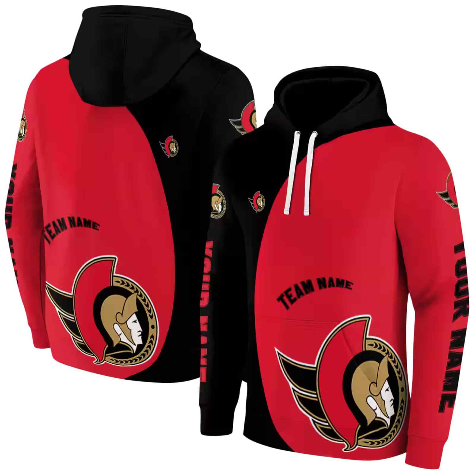 custom ottawa senators minimalist design red black hoodie fashion forward