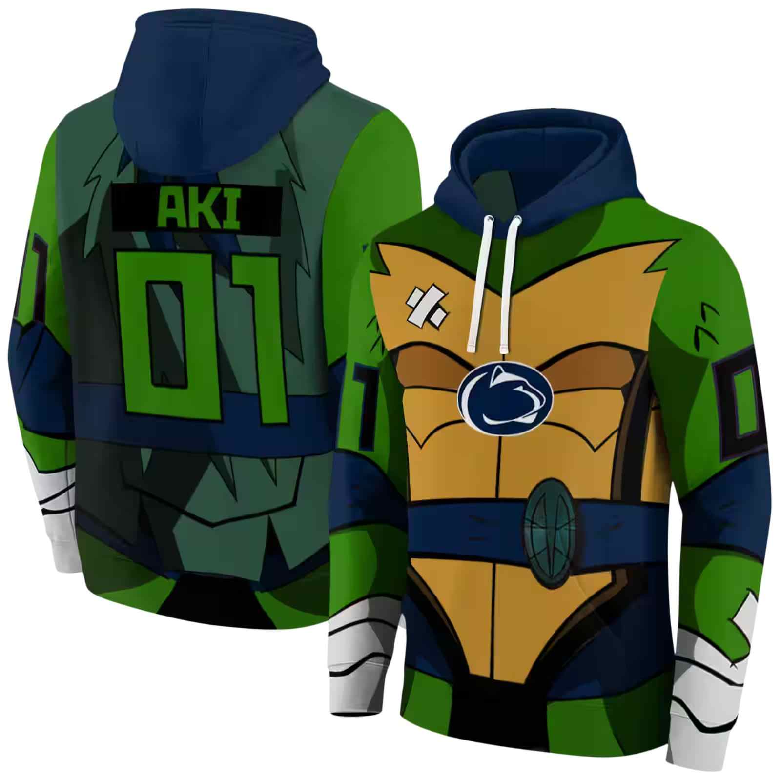 custom penn state nittany lions superhero armor blue green hoodie fashion forward