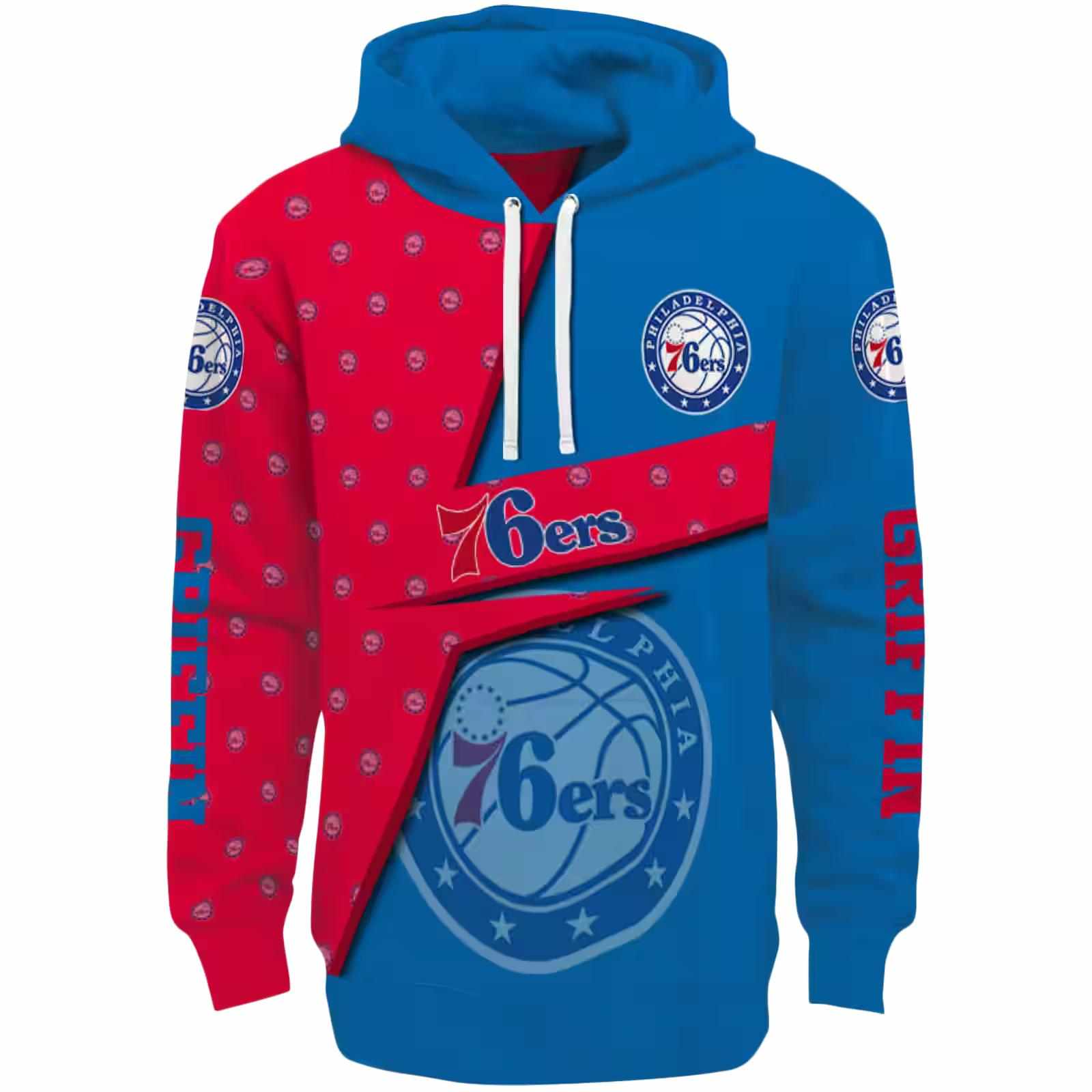 Custom Philadelphia 76ers Abstract Shape Blue Hoodie