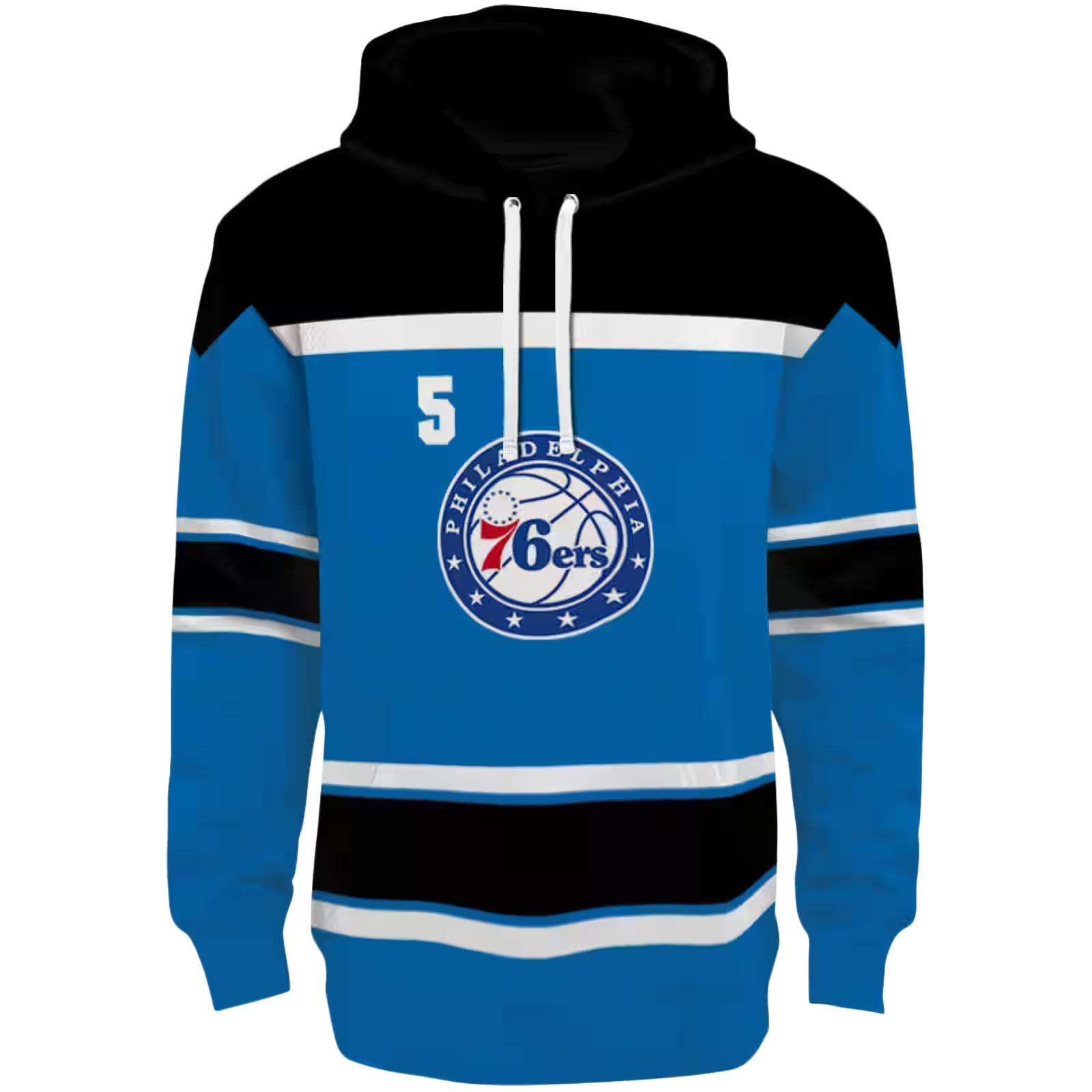 Custom Philadelphia 76ers Striped Pattern Blue Hoodie