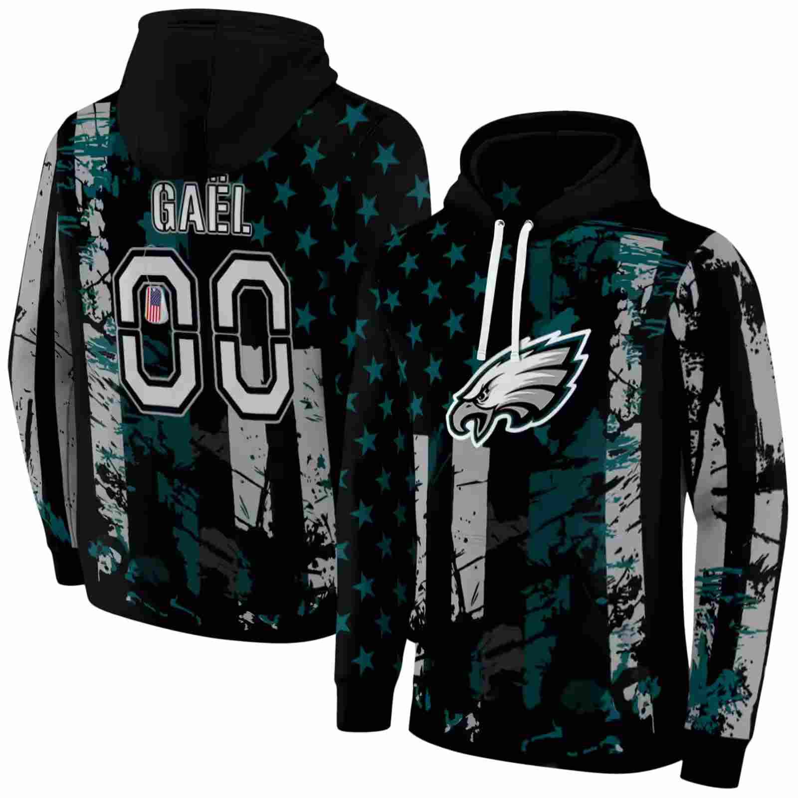 custom philadelphia eagles distressed flag green black hoodie fashion forward