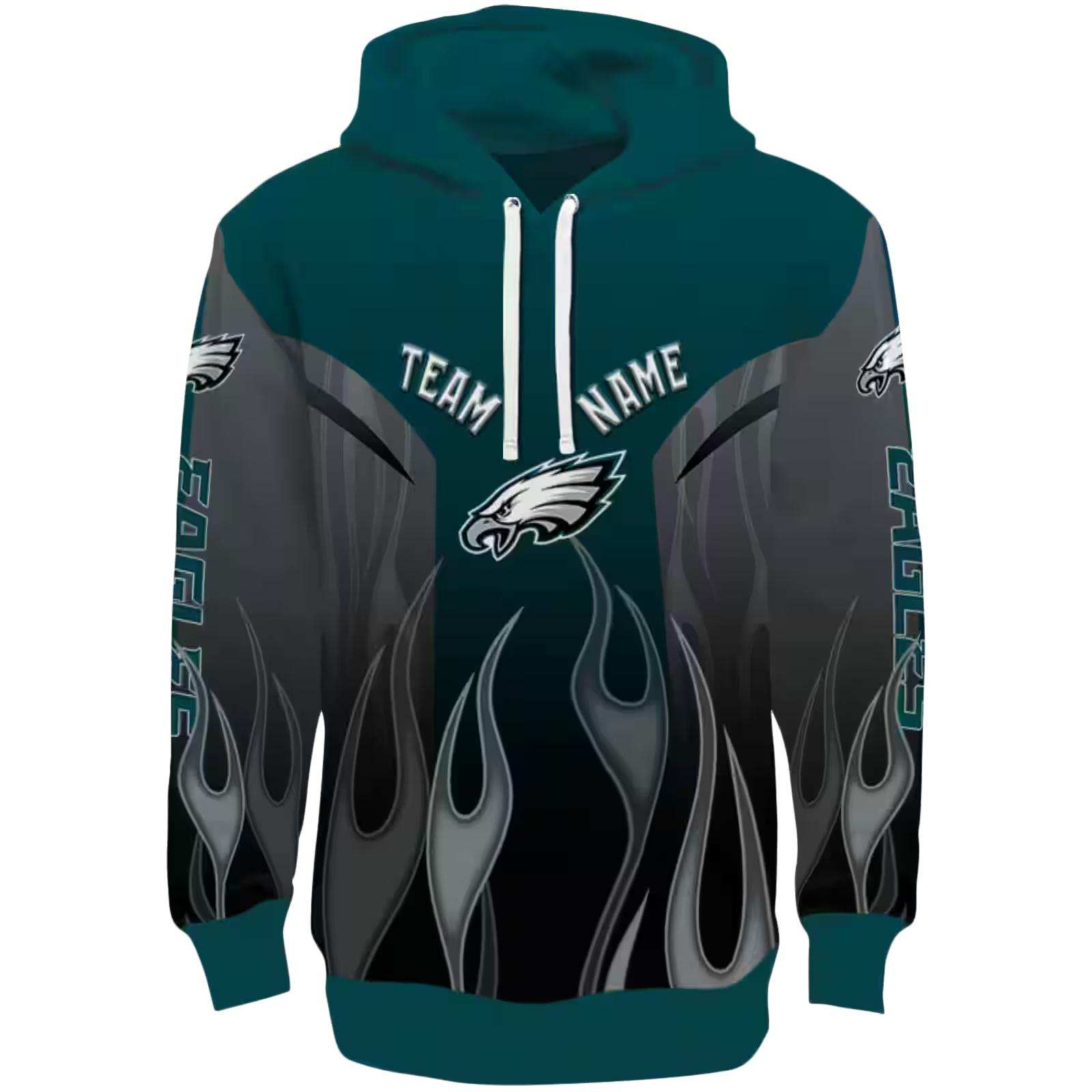 Custom Philadelphia Eagles Flame Design Green Hoodie