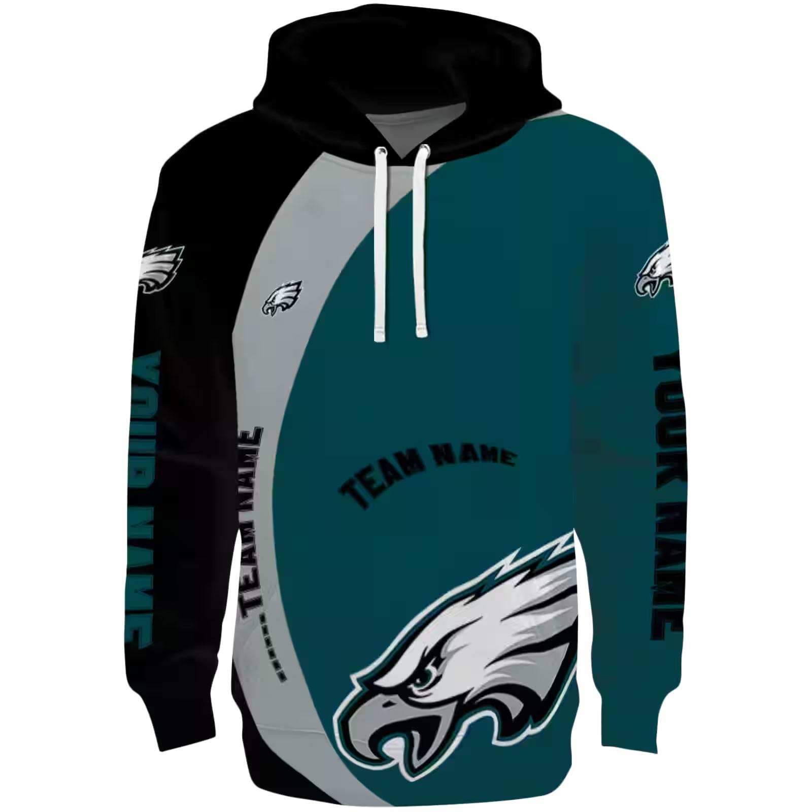 Custom Philadelphia Eagles Minimalist Design Green Black Hoodie