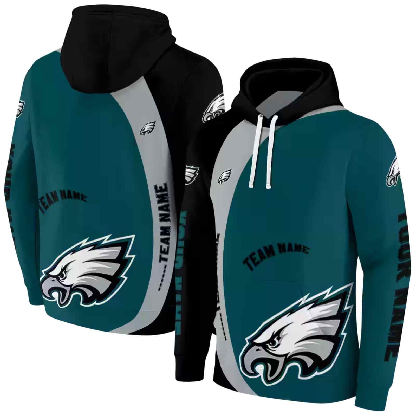 custom philadelphia eagles minimalist design green black hoodie fashion forward