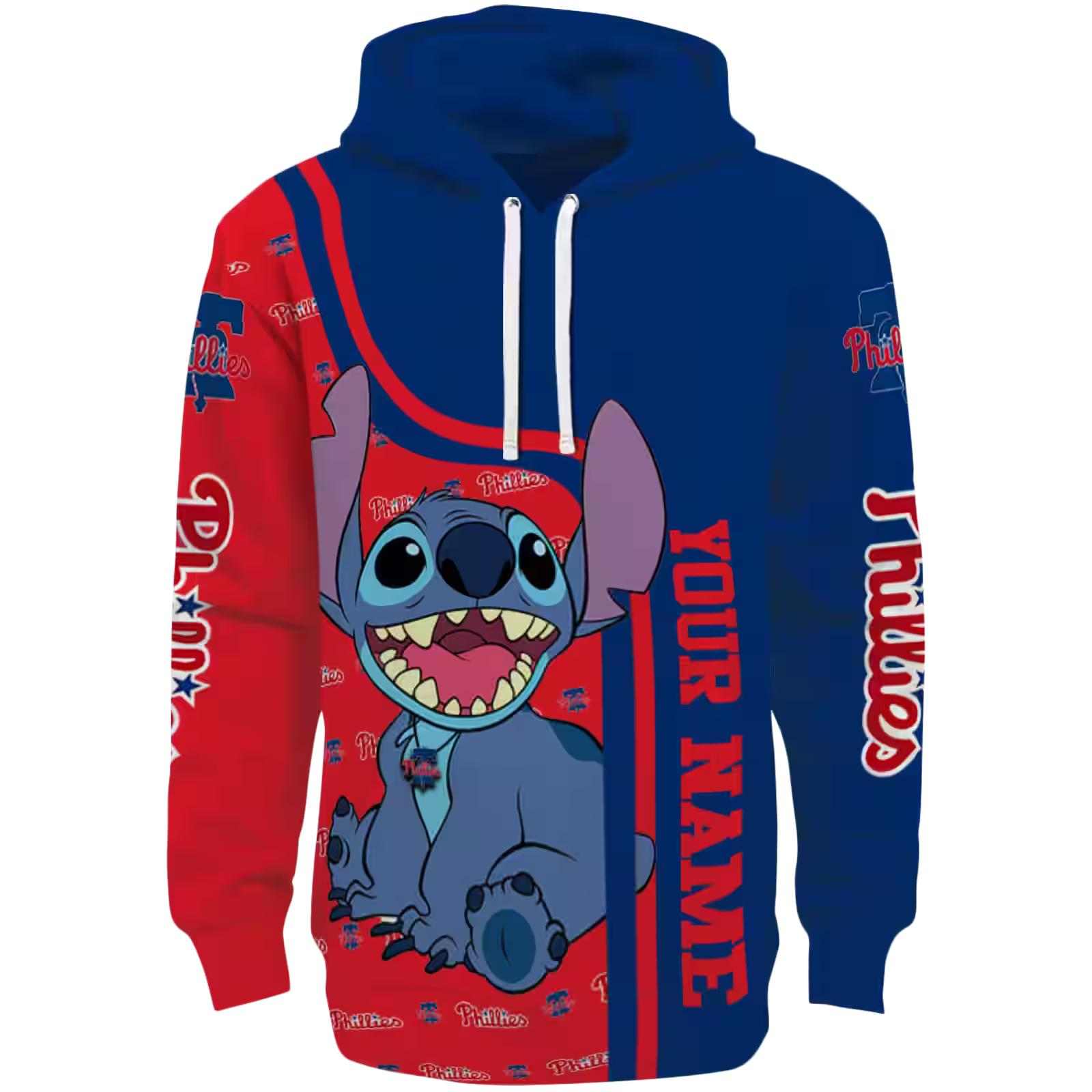 Custom Philadelphia Phillies Stitch Blue Hoodie