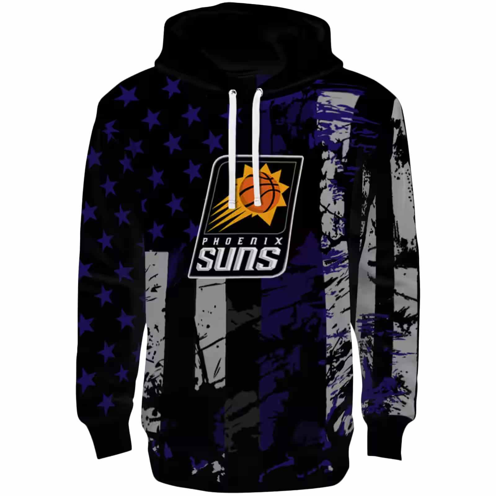 Custom Phoenix Suns Distressed Flag Purple Black Hoodie