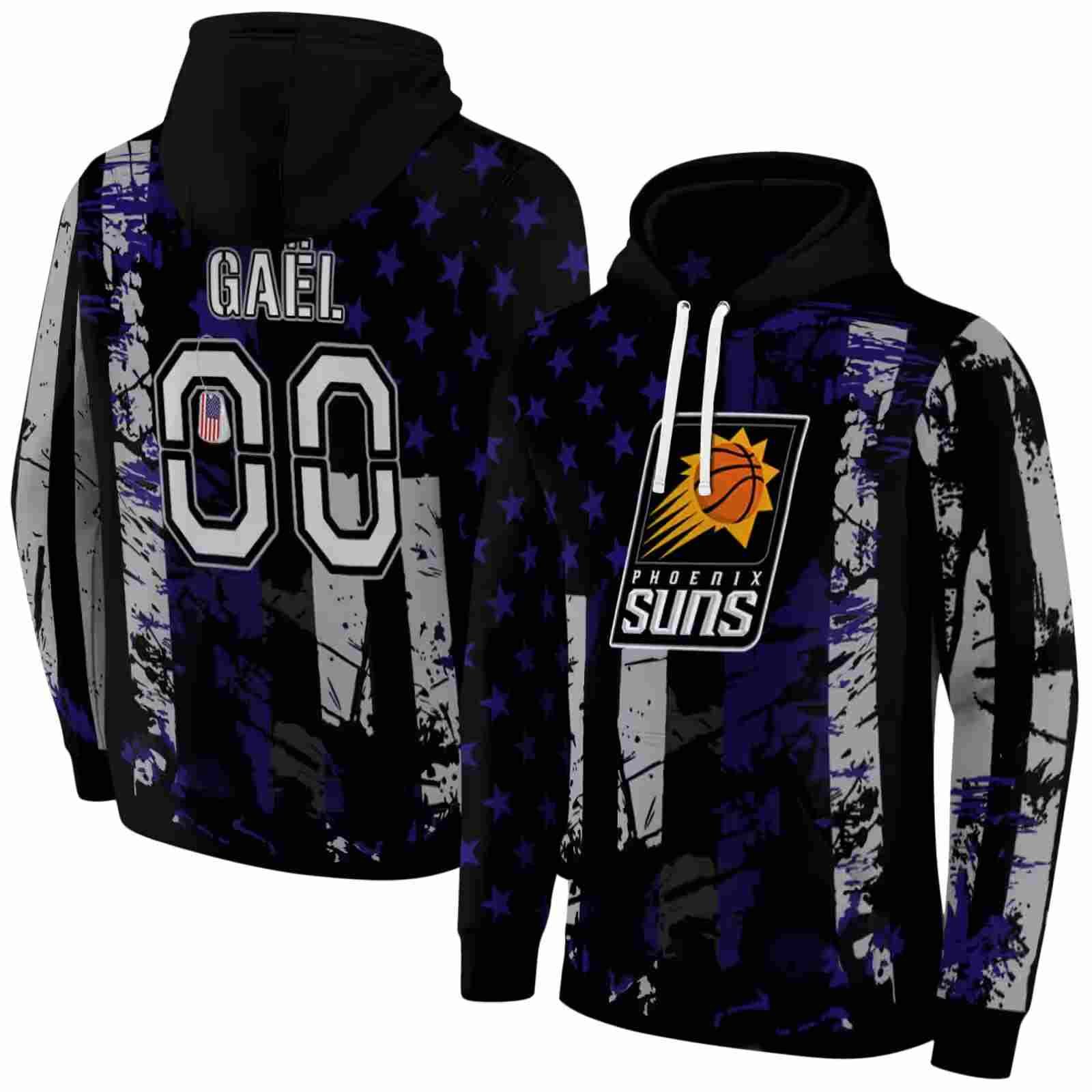 custom phoenix suns distressed flag purple black hoodie fashion forward