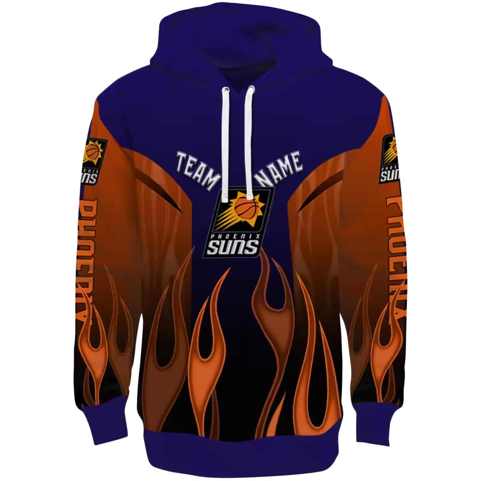 Custom Phoenix Suns Flame Design Purple Hoodie