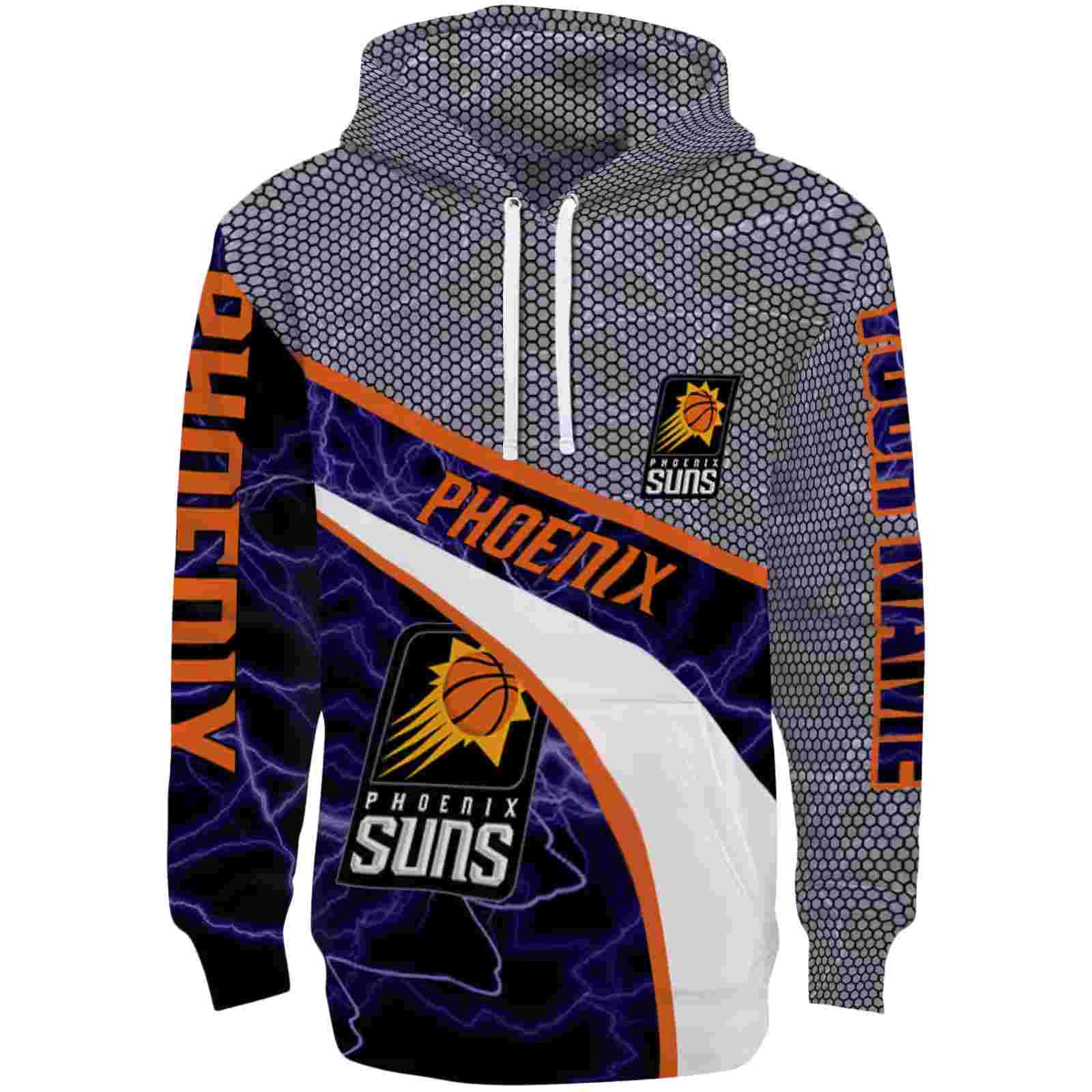 Custom Phoenix Suns Hexagonal Mesh Purple Black Gray Hoodie