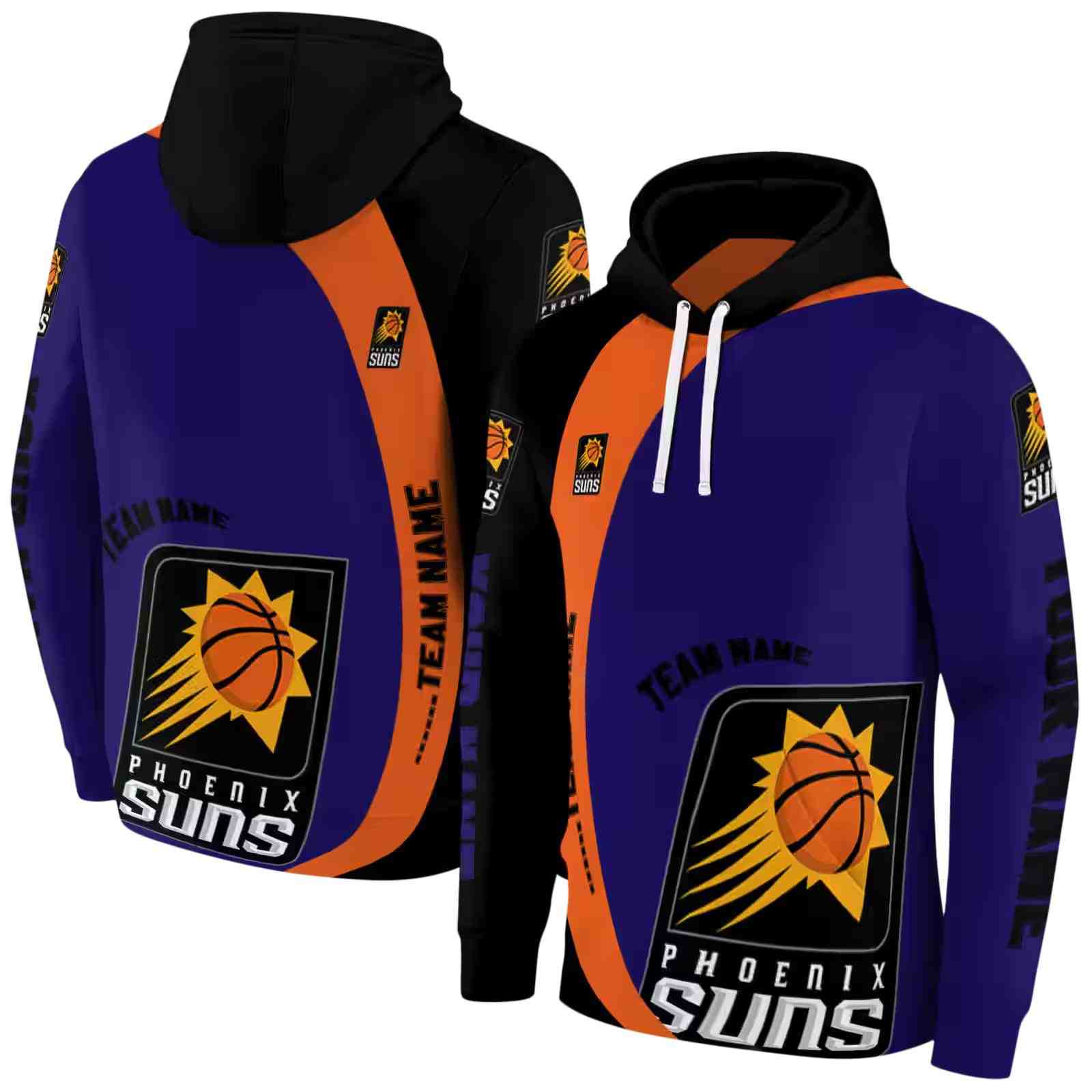 custom phoenix suns minimalist design purple black hoodie fashion forward