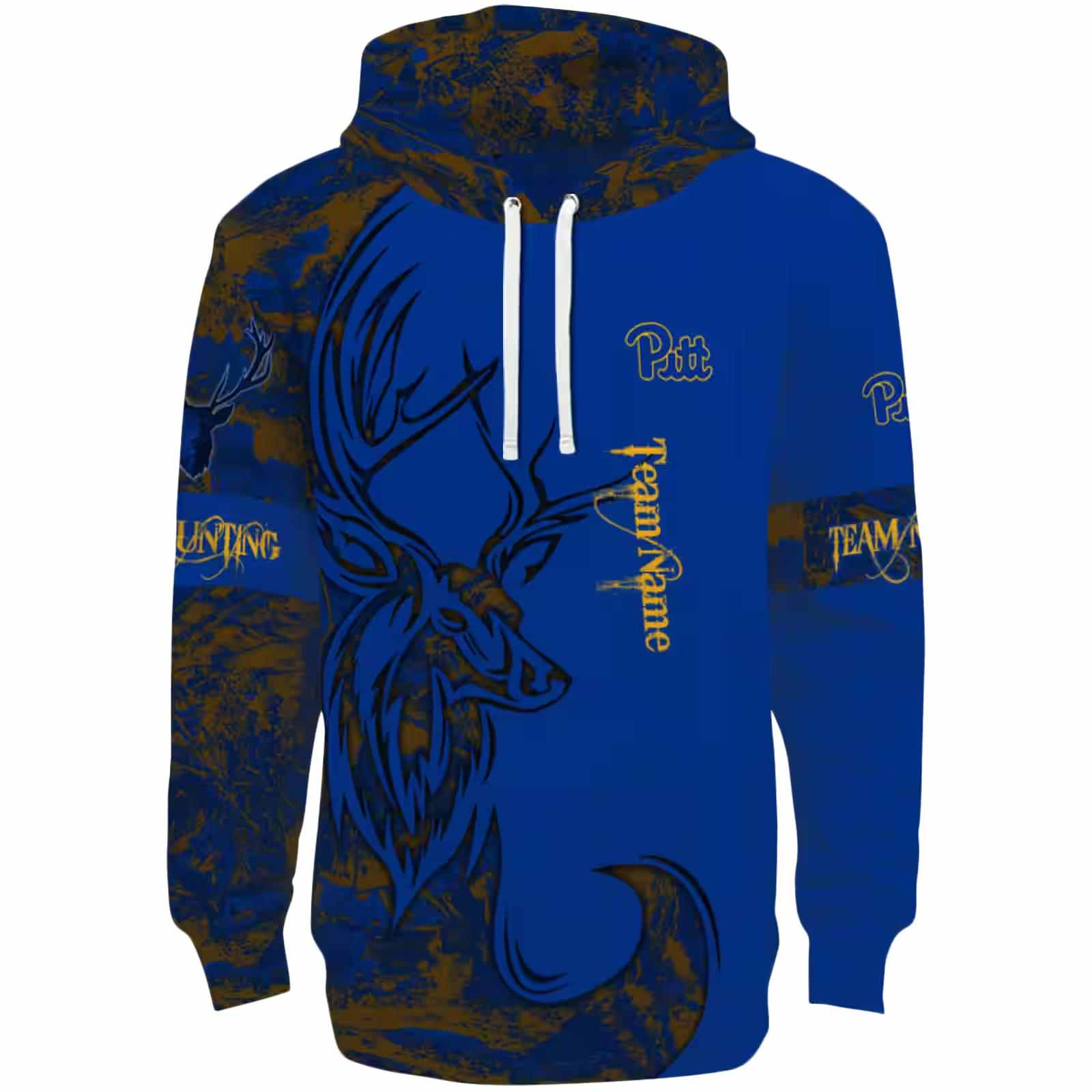 Custom Pittsburgh Panthers Deer Silhouette Royal Blue Hoodie