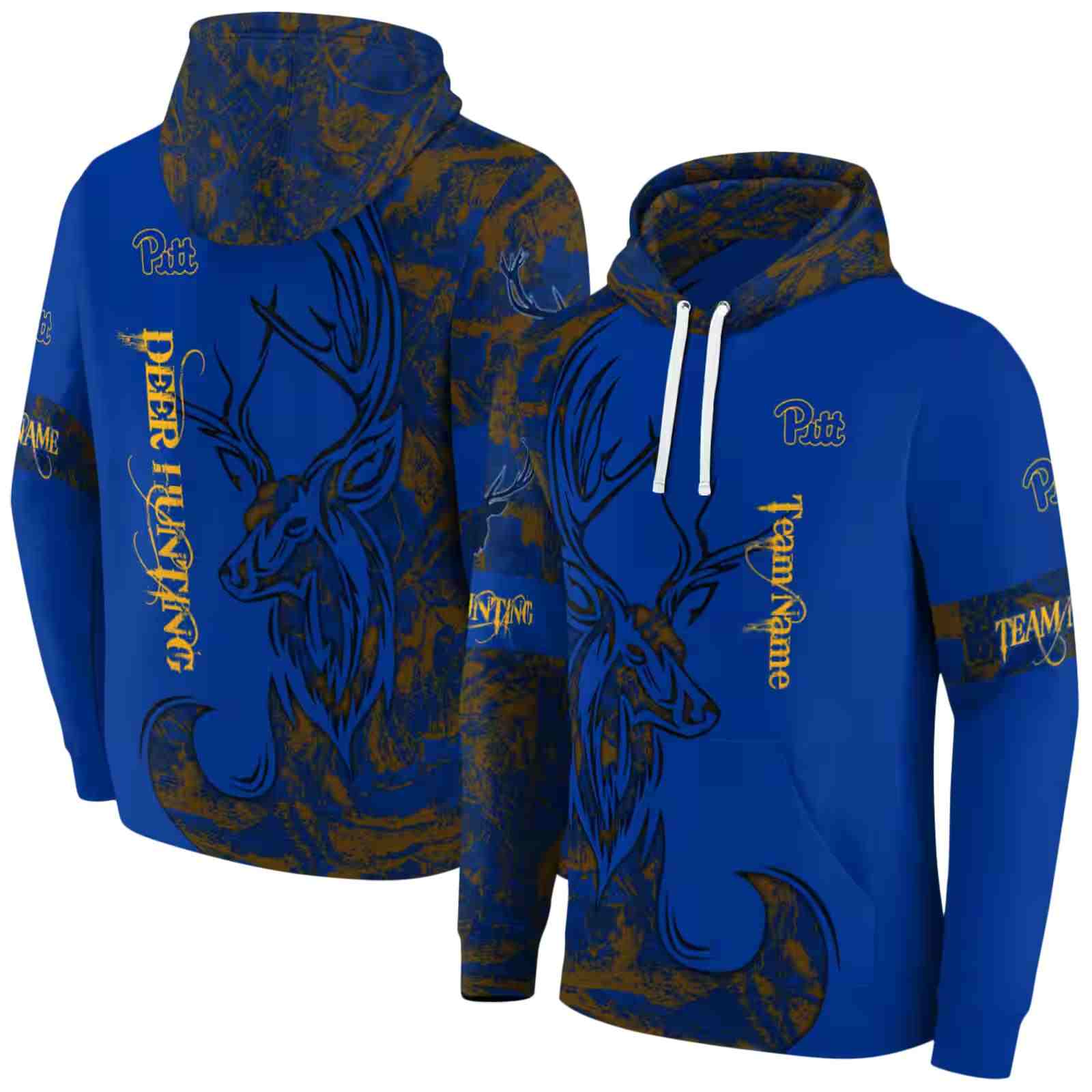 custom pittsburgh panthers deer silhouette royal blue hoodie fashion forward