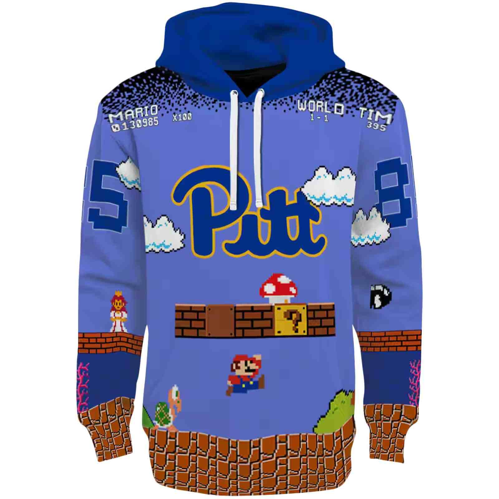 Custom Pittsburgh Panthers Mario Blue Black Hoodie