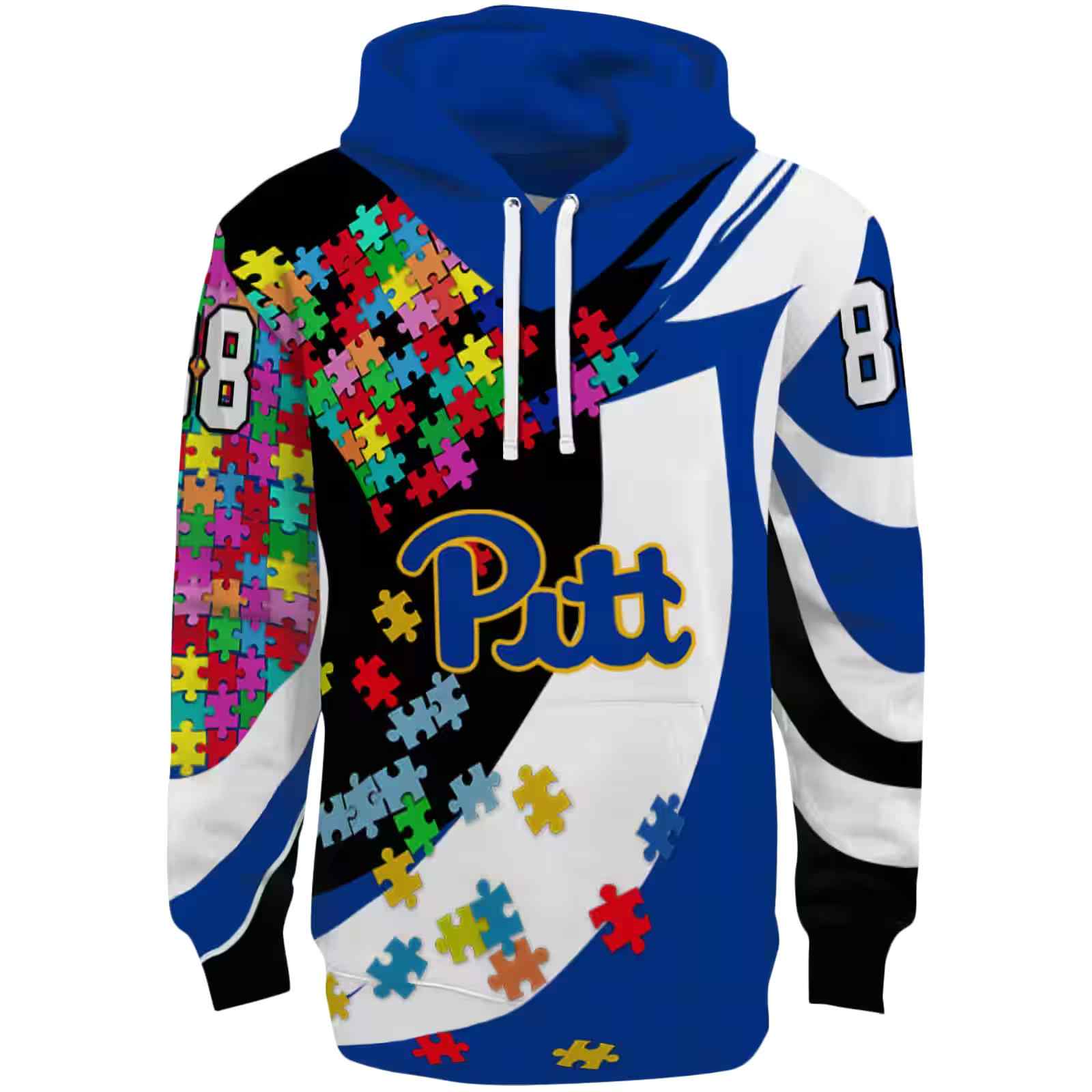 Custom Pittsburgh Panthers Puzzle Pieces Royal Blue Hoodie