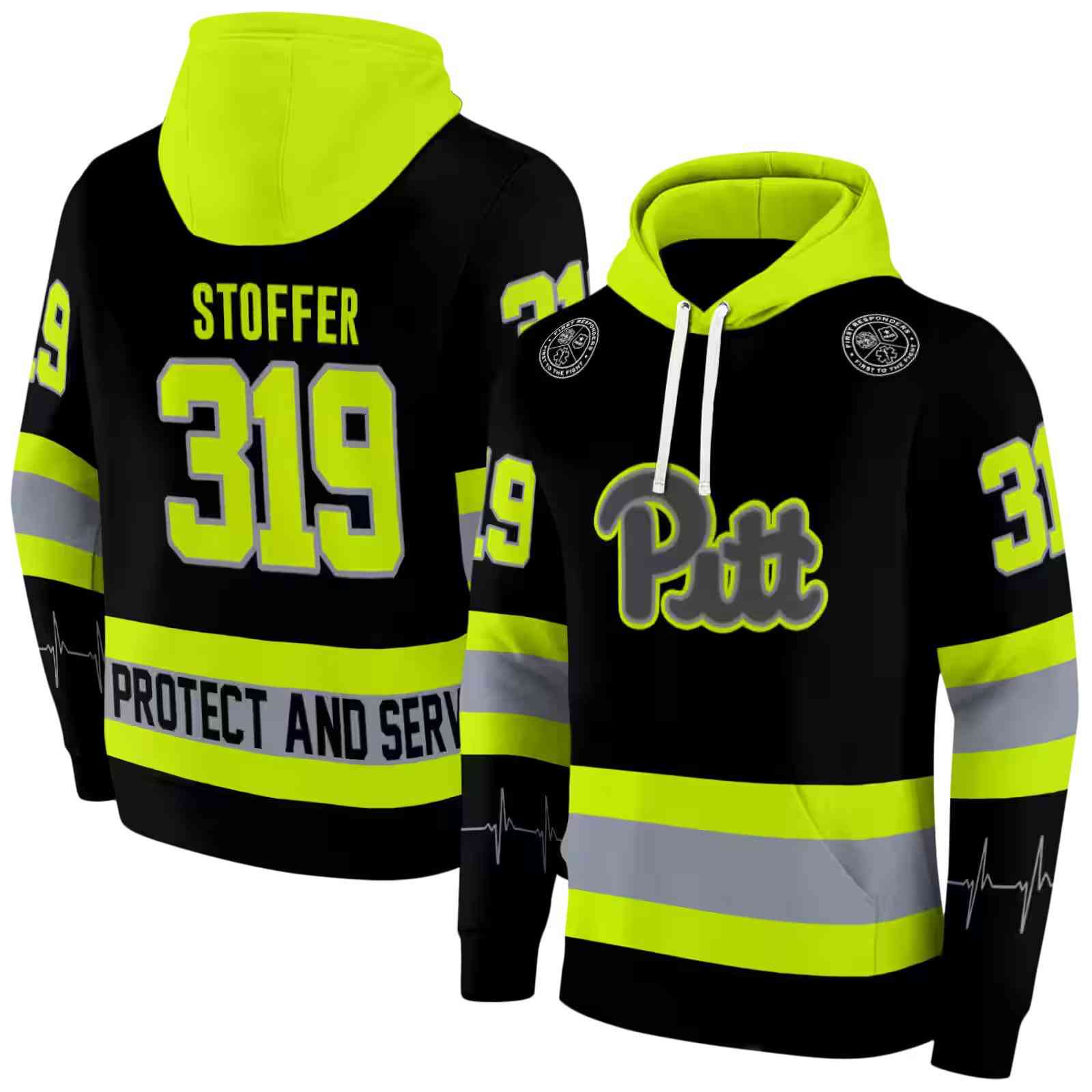 custom pittsburgh panthers safety motif black neon green hoodie fashion forward
