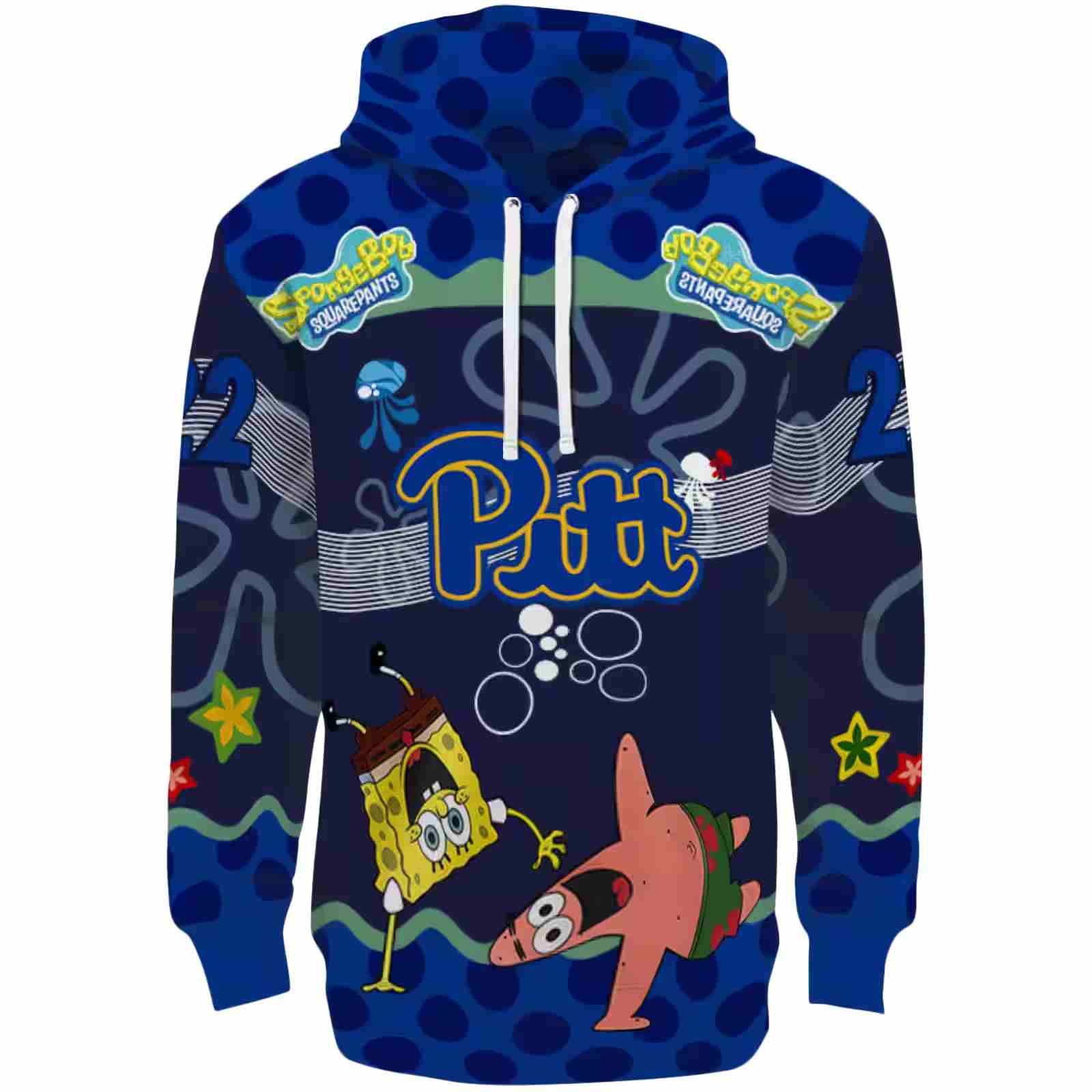 Custom Pittsburgh Panthers Spongebob Patrick Star Royal Blue Navy Hoodie