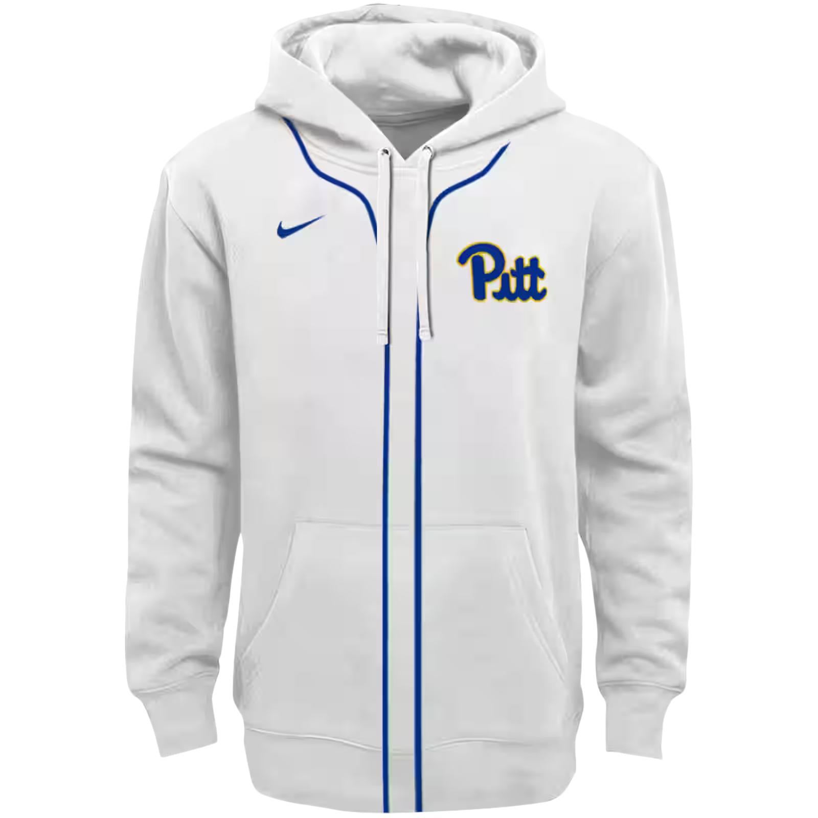 Custom Pittsburgh Panthers Sporty Stripe White Hoodie
