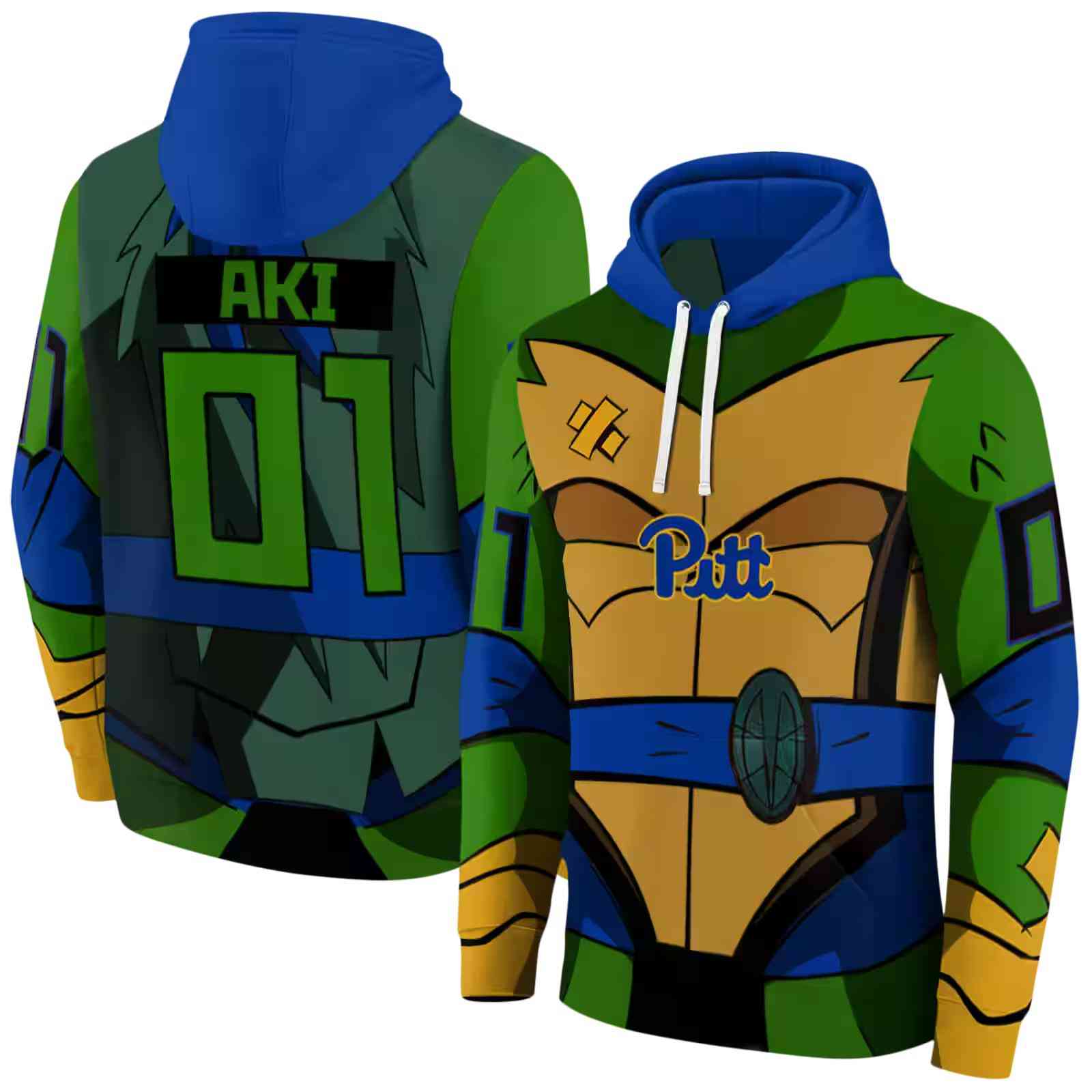 custom pittsburgh panthers superhero armor royal blue green hoodie fashion forward